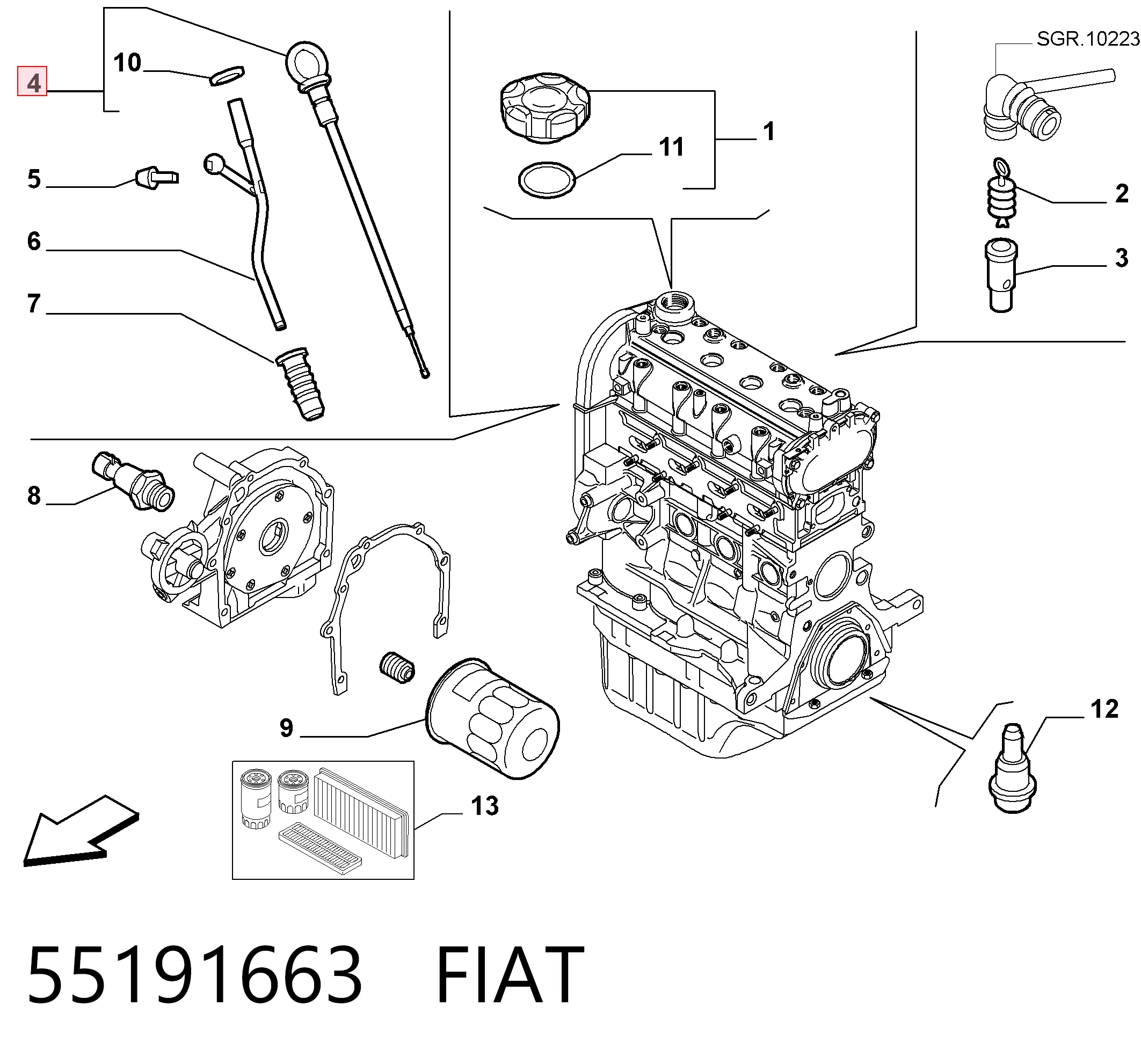 Compre Sonda (indicador) do nível de óleo no motor Alfa Romeo Giulietta 
