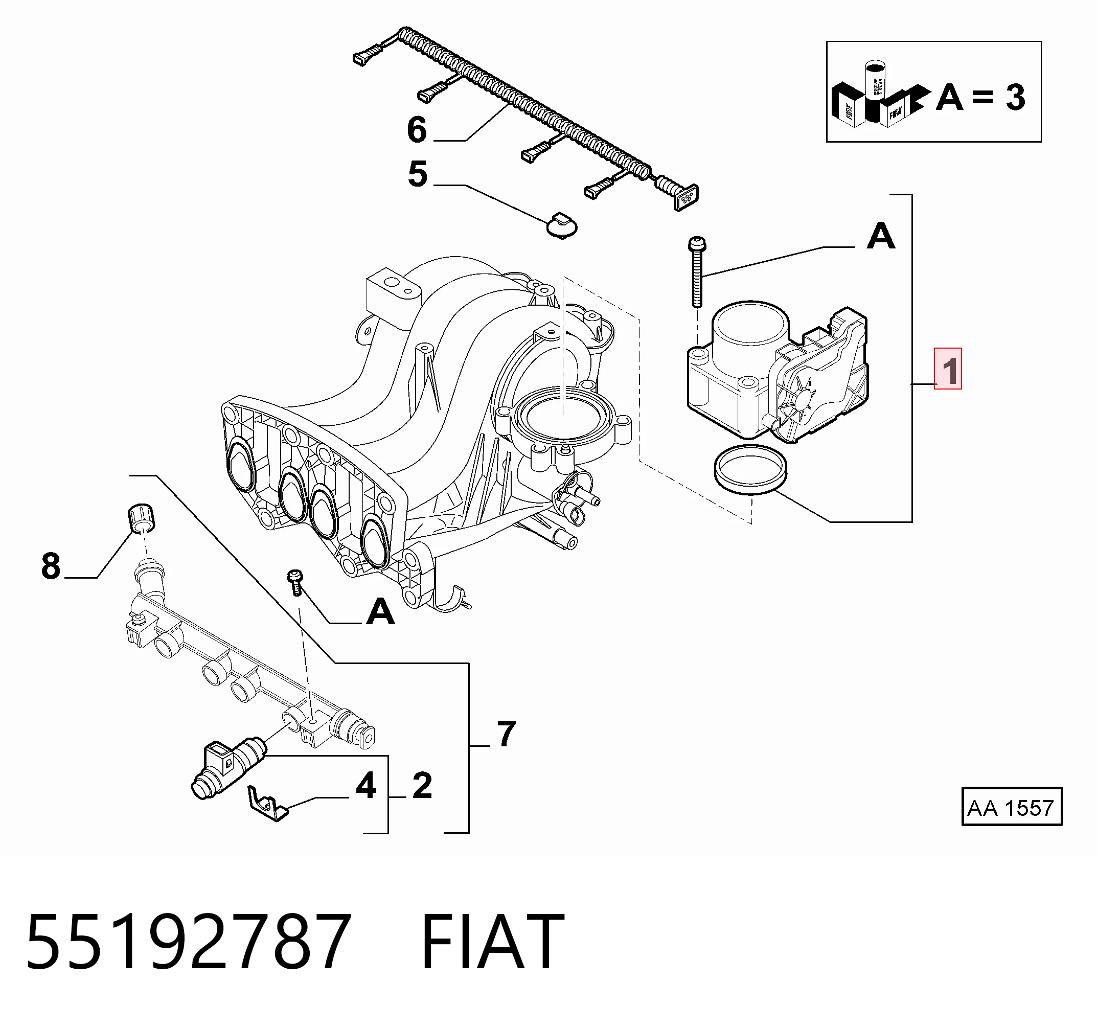 55192787 Fiat/Alfa/Lancia Válvula de borboleta montada