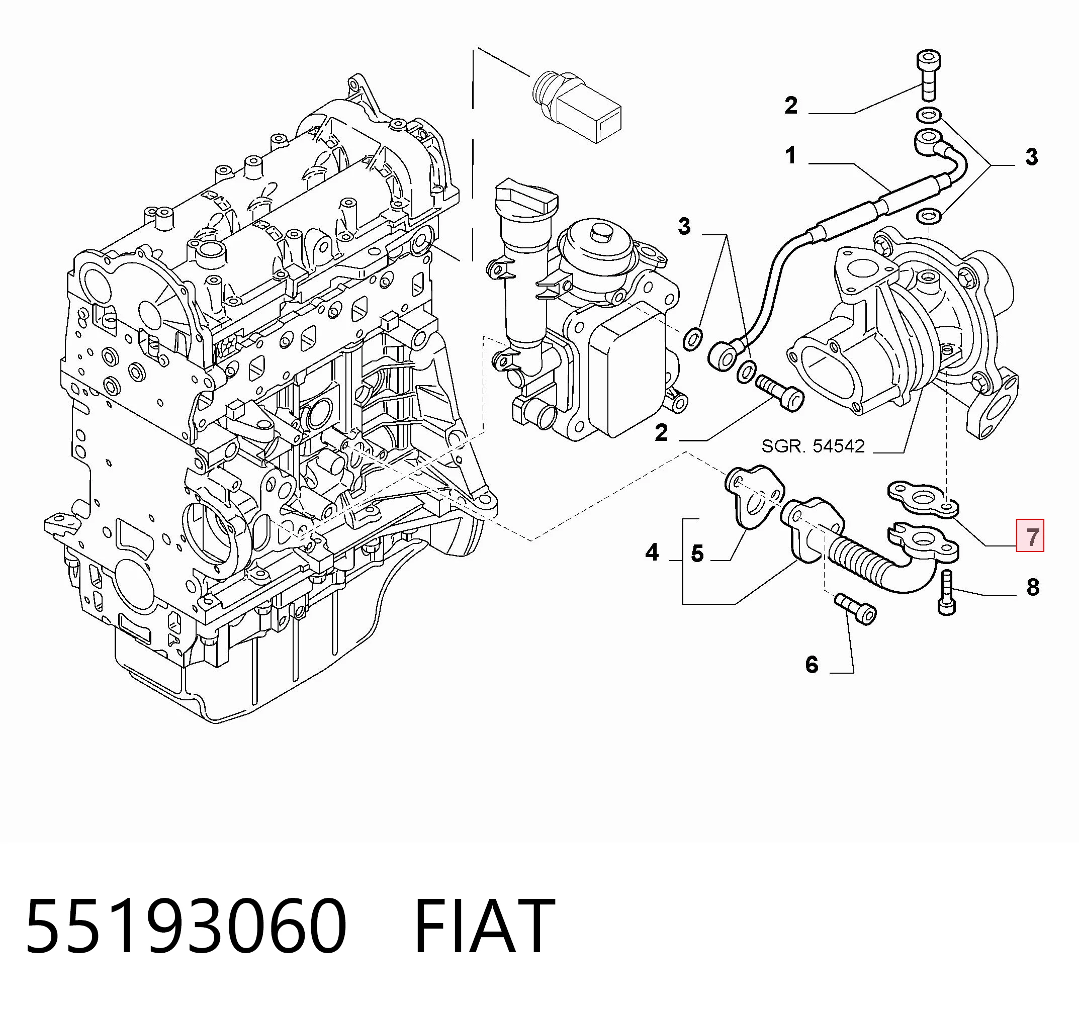 Vedante de mangueira de derivação de óleo de turbina Renault (RVI) 7701045132