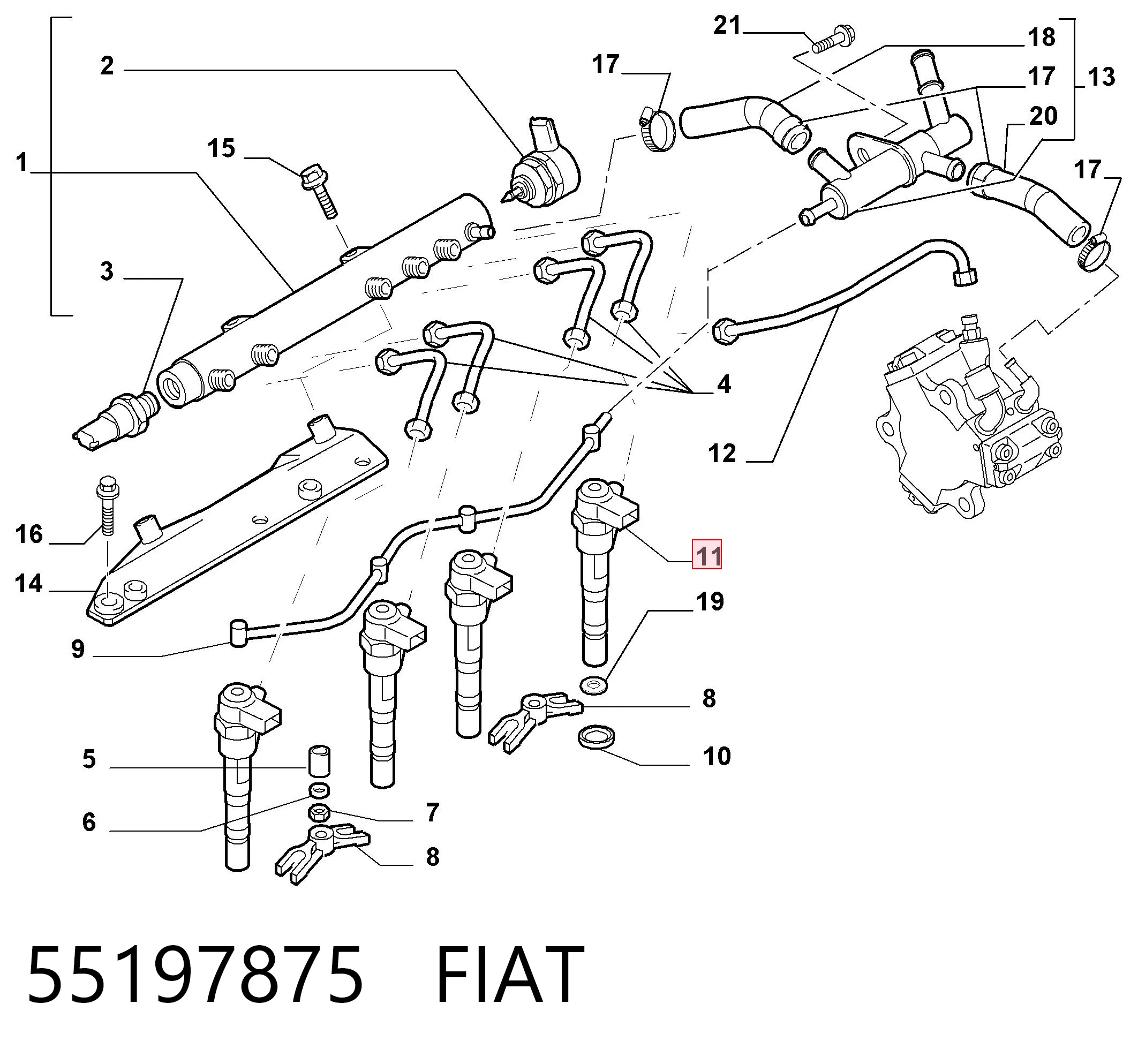 55197875 Fiat/Alfa/Lancia Injetor de injeção de combustível
