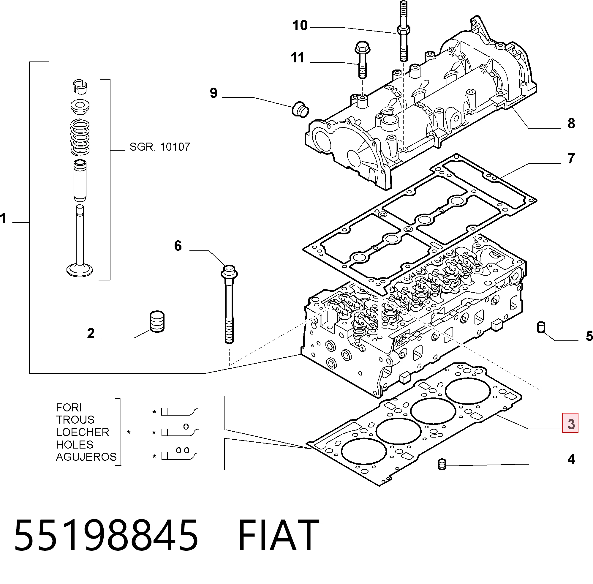Vedante de cabeça de motor (CBC) Fiat Tipo EGEA 356
