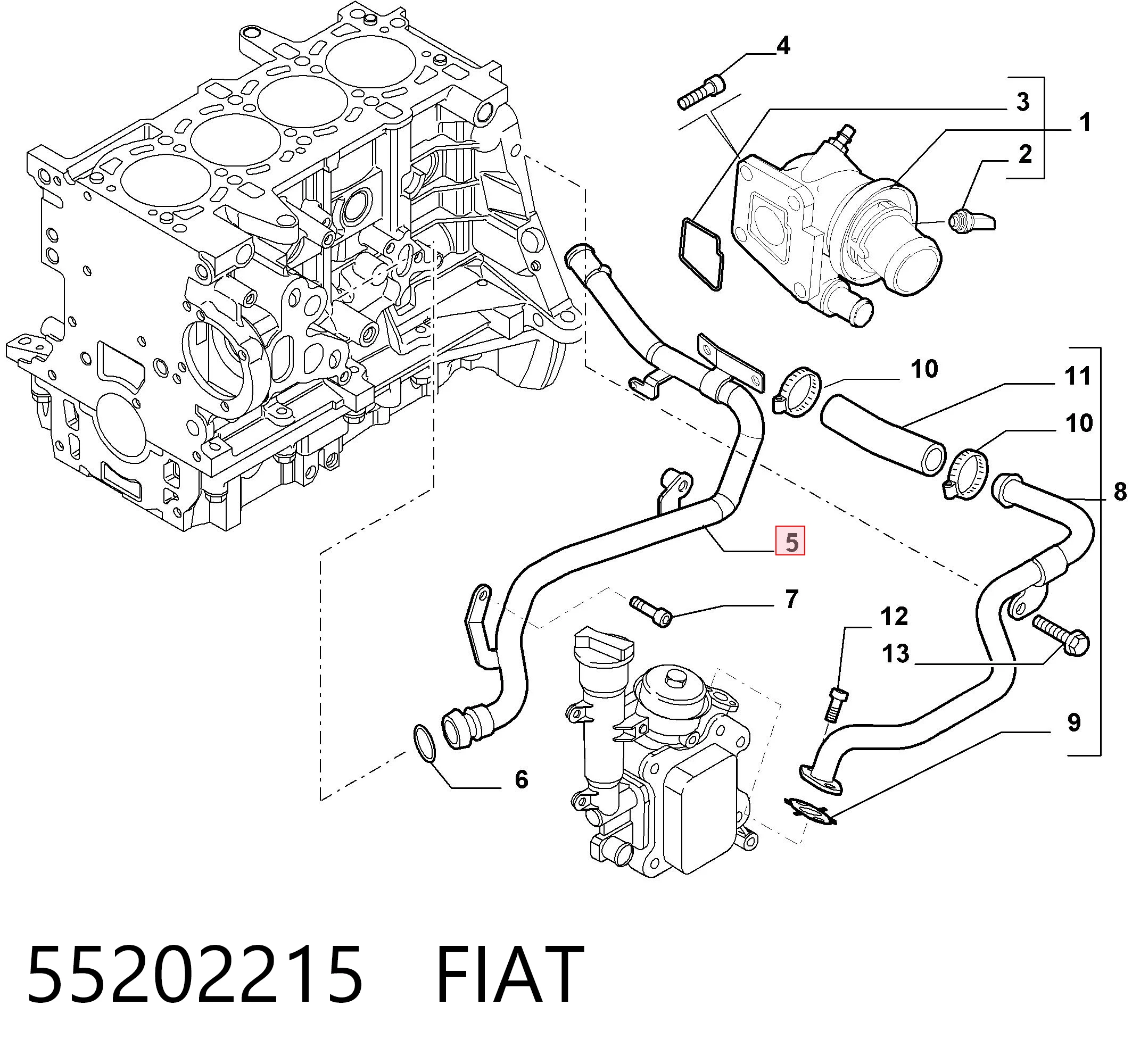 Mangueira (cano derivado) do sistema de esfriamento Fiat Qubo  225