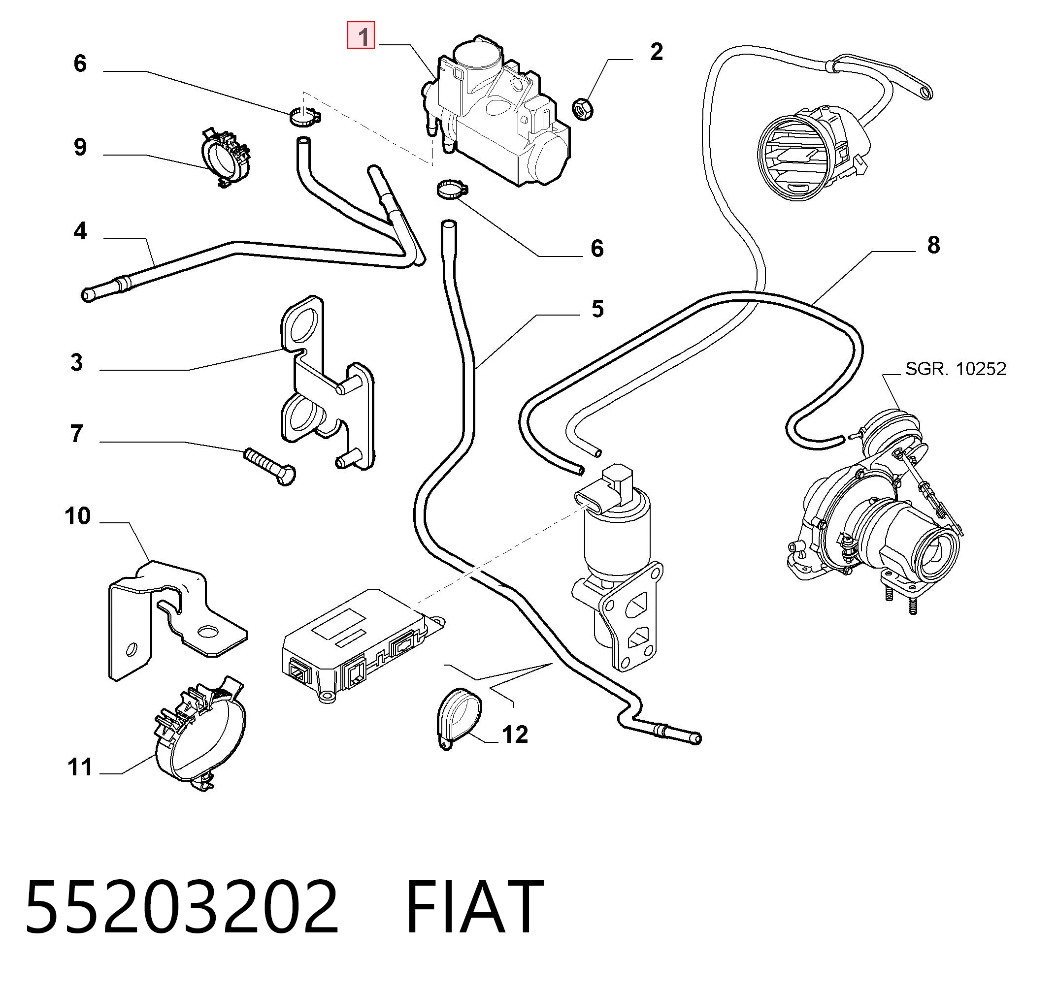 55203202 Fiat/Alfa/Lancia Convertidor de pressão (solenoide) de supercompressão