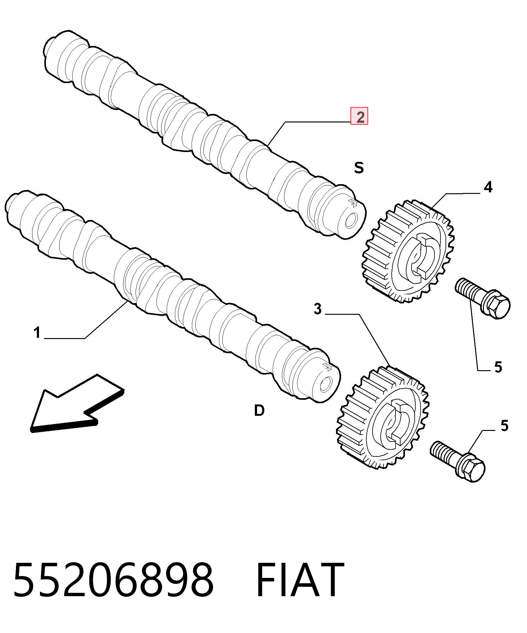 Árvore distribuidora de motor de admissão Fiat 500  334 ao melhor preço