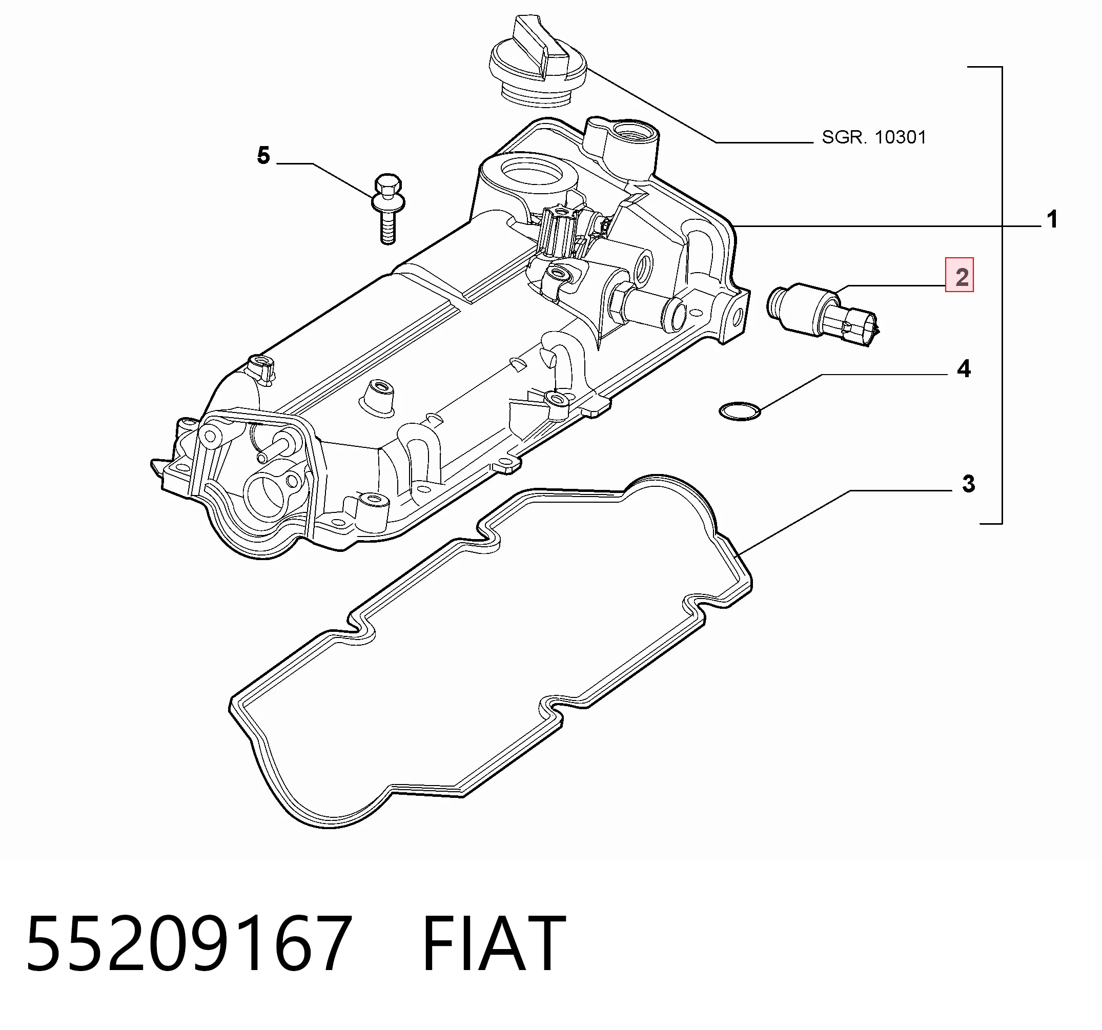 55209167 Fiat/Alfa/Lancia Válvula eletromagnética de posição (de fases) da árvore distribuidora