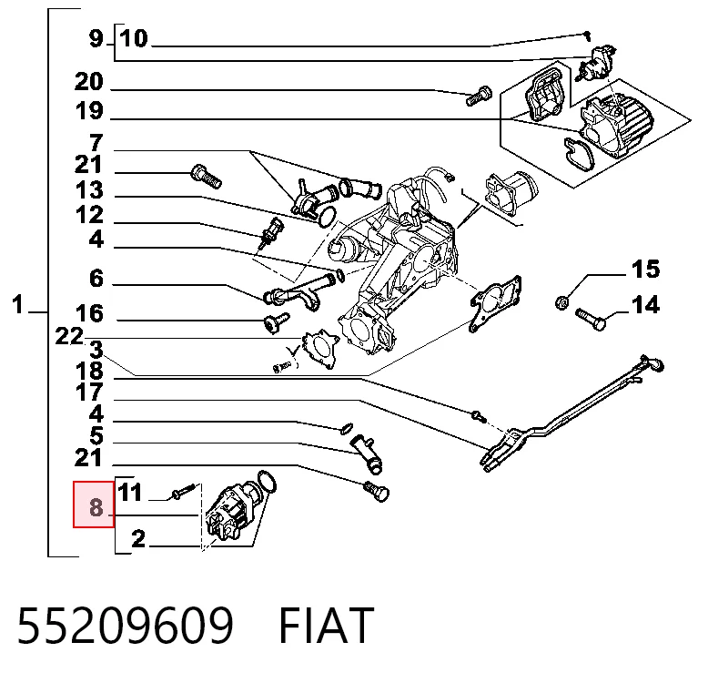 55209609 Fiat/Alfa/Lancia Válvula EGR de recirculação dos gases