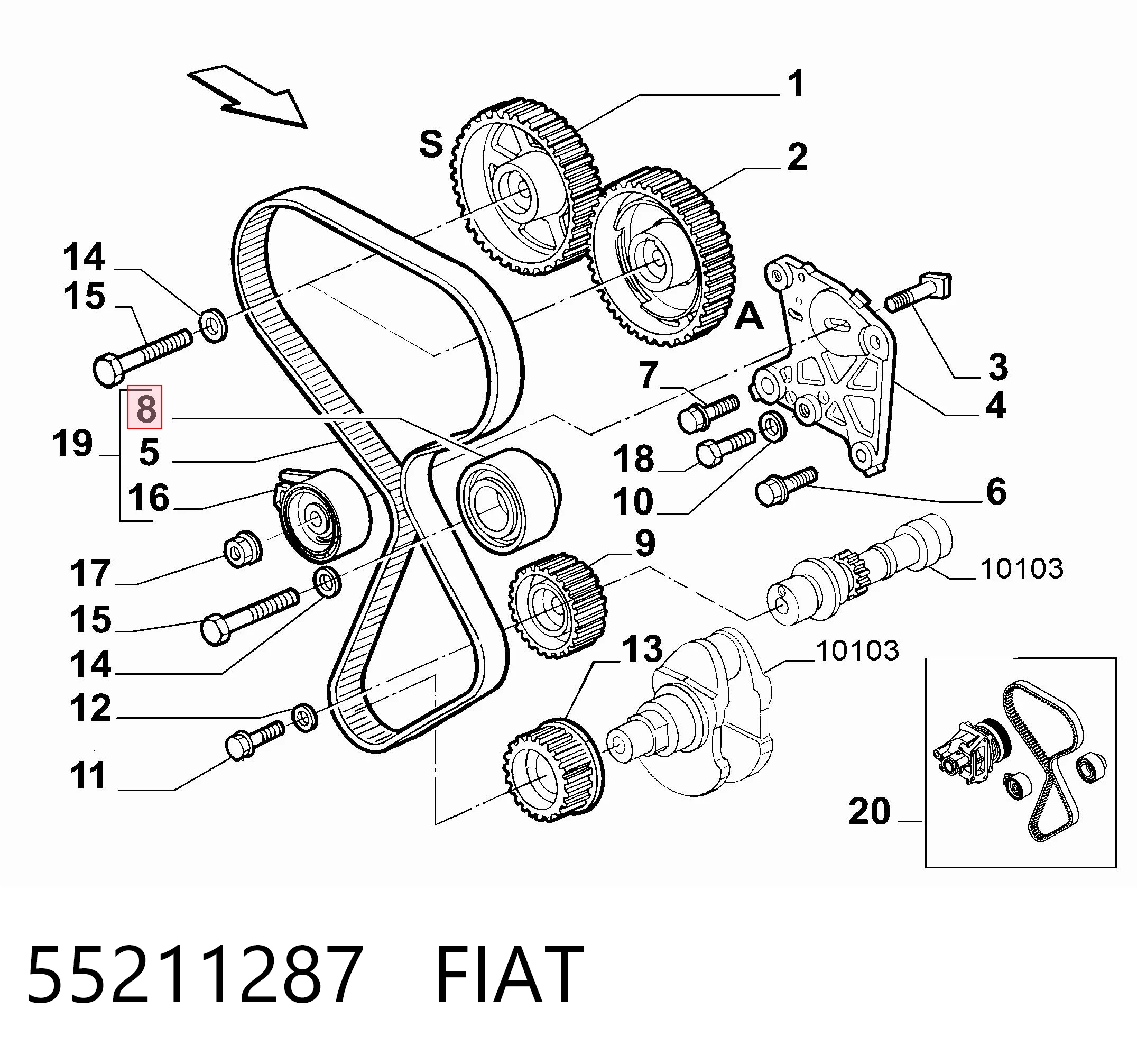 Rolo parasita da correia do mecanismo de distribuição de gás Fiat Palio  178BX ao melhor preço