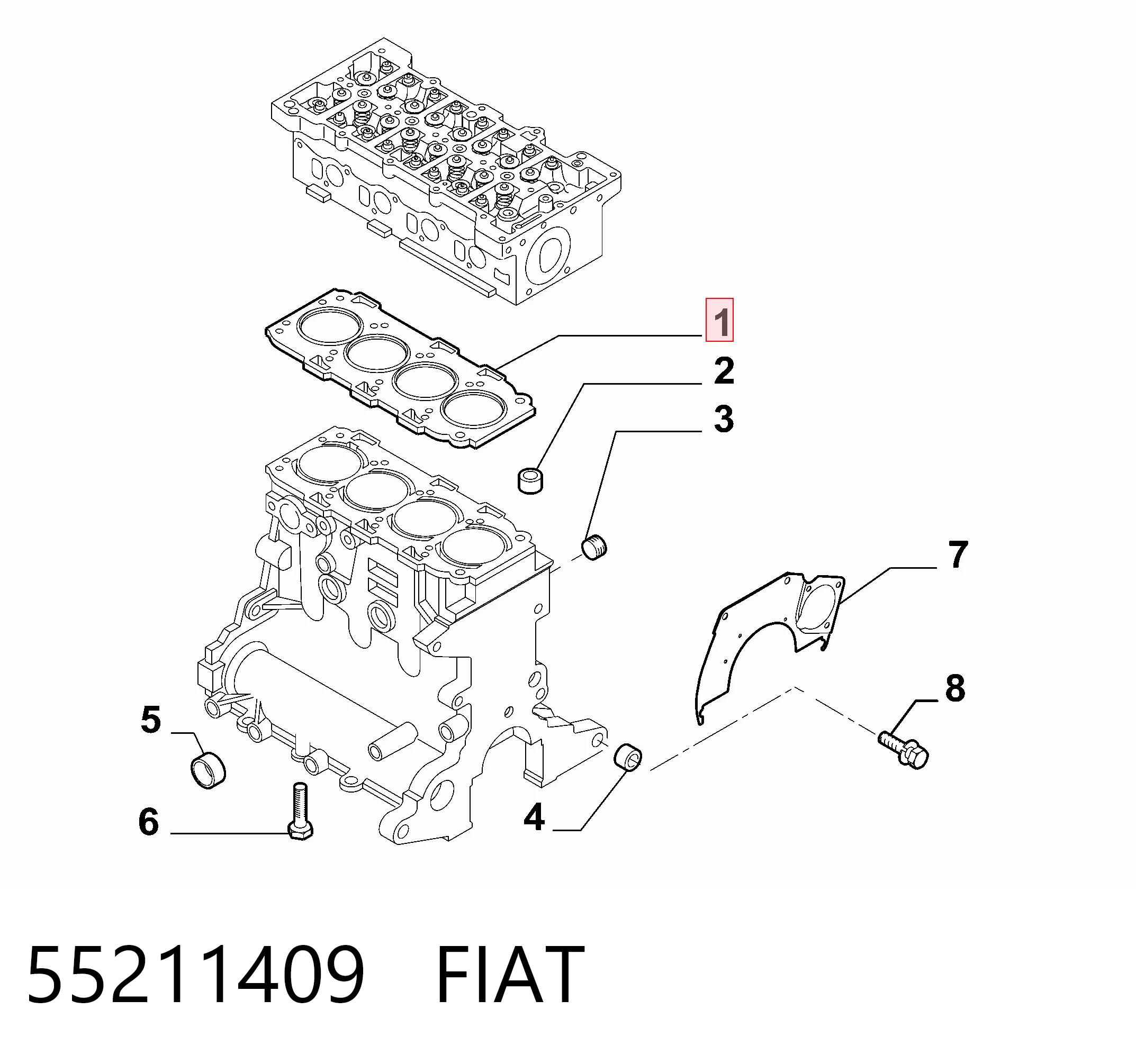 Vedante de cabeça de motor (CBC) 55211409 General Motors