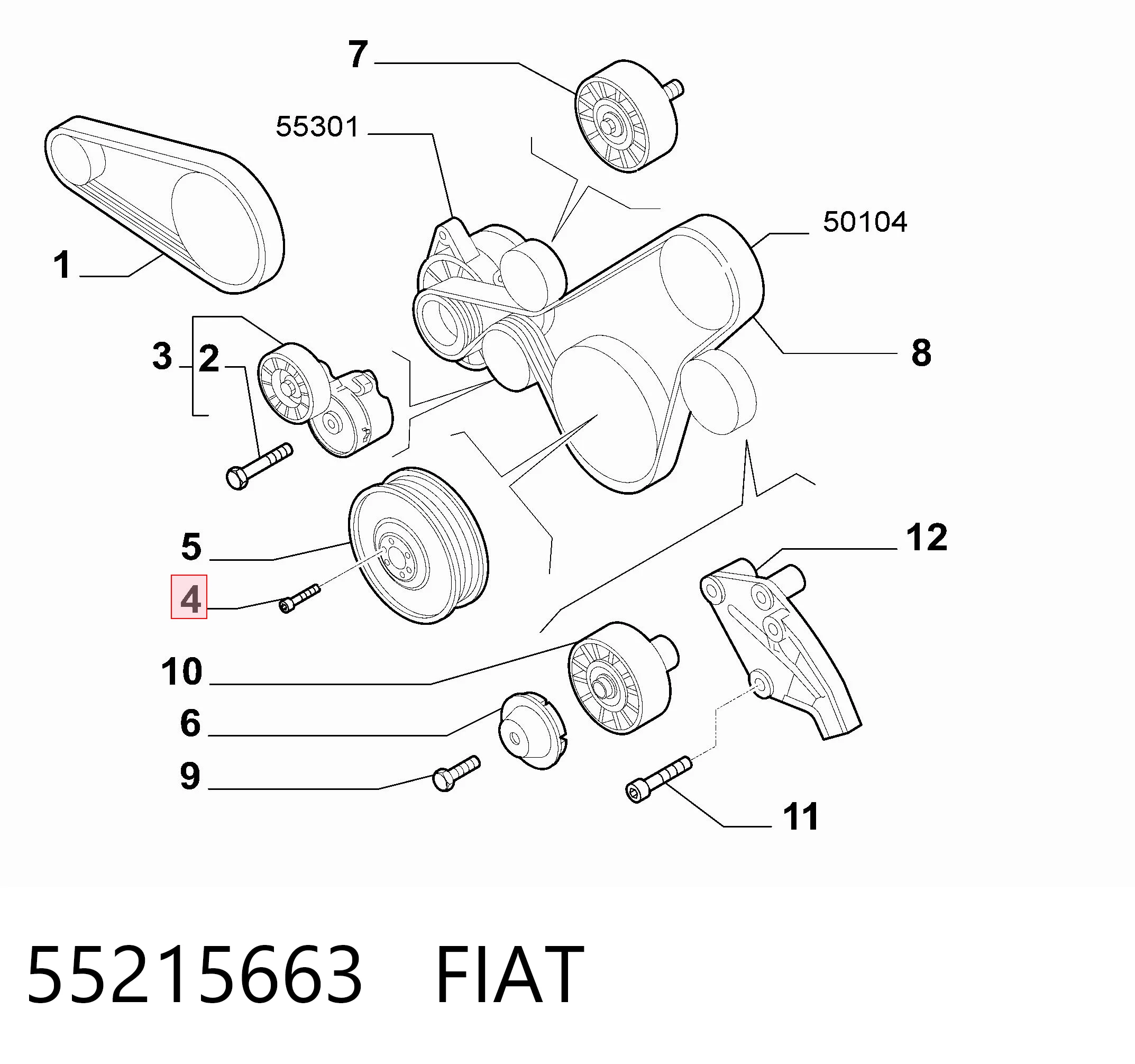 46441027 Chrysler Parafuso da polia de cambota