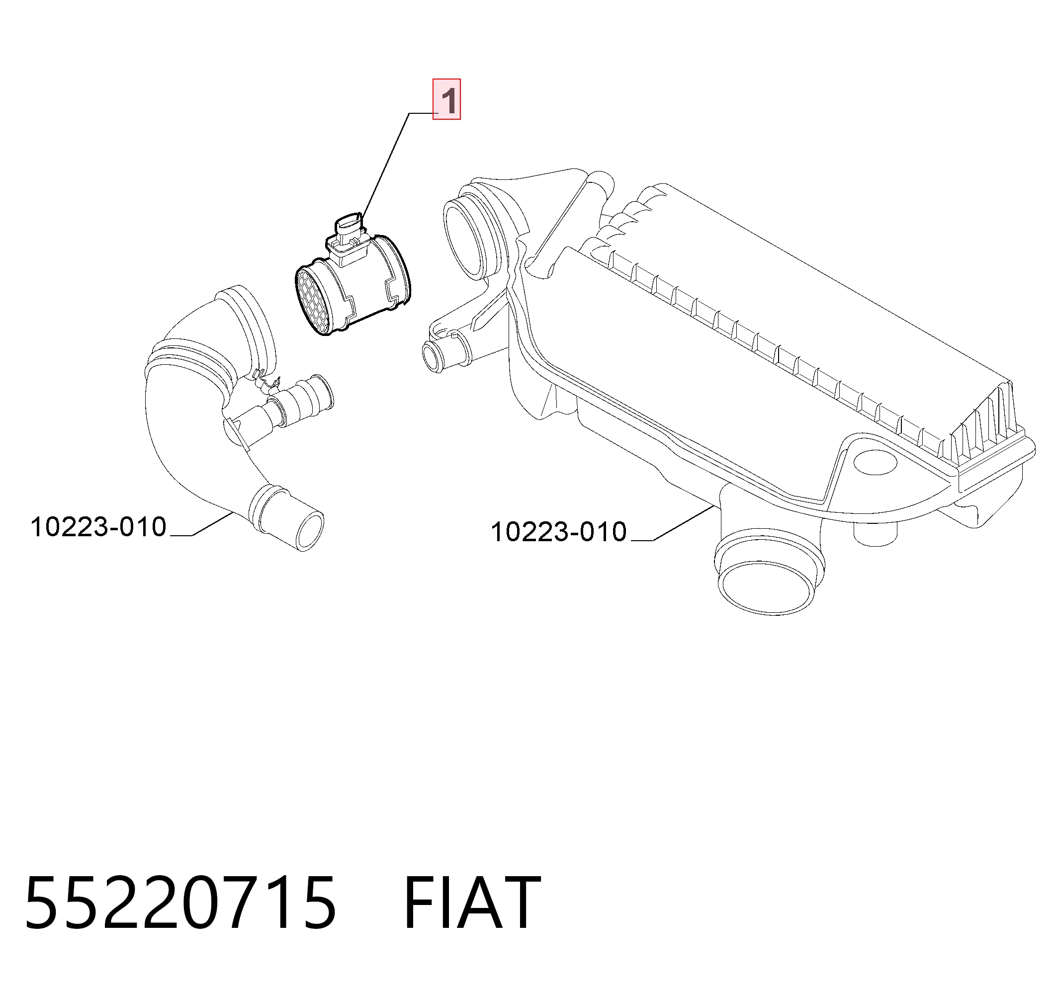 55220715 Fiat/Alfa/Lancia Sensor de fluxo (consumo) de ar, medidor de consumo M.A.F. - (Mass Airflow)