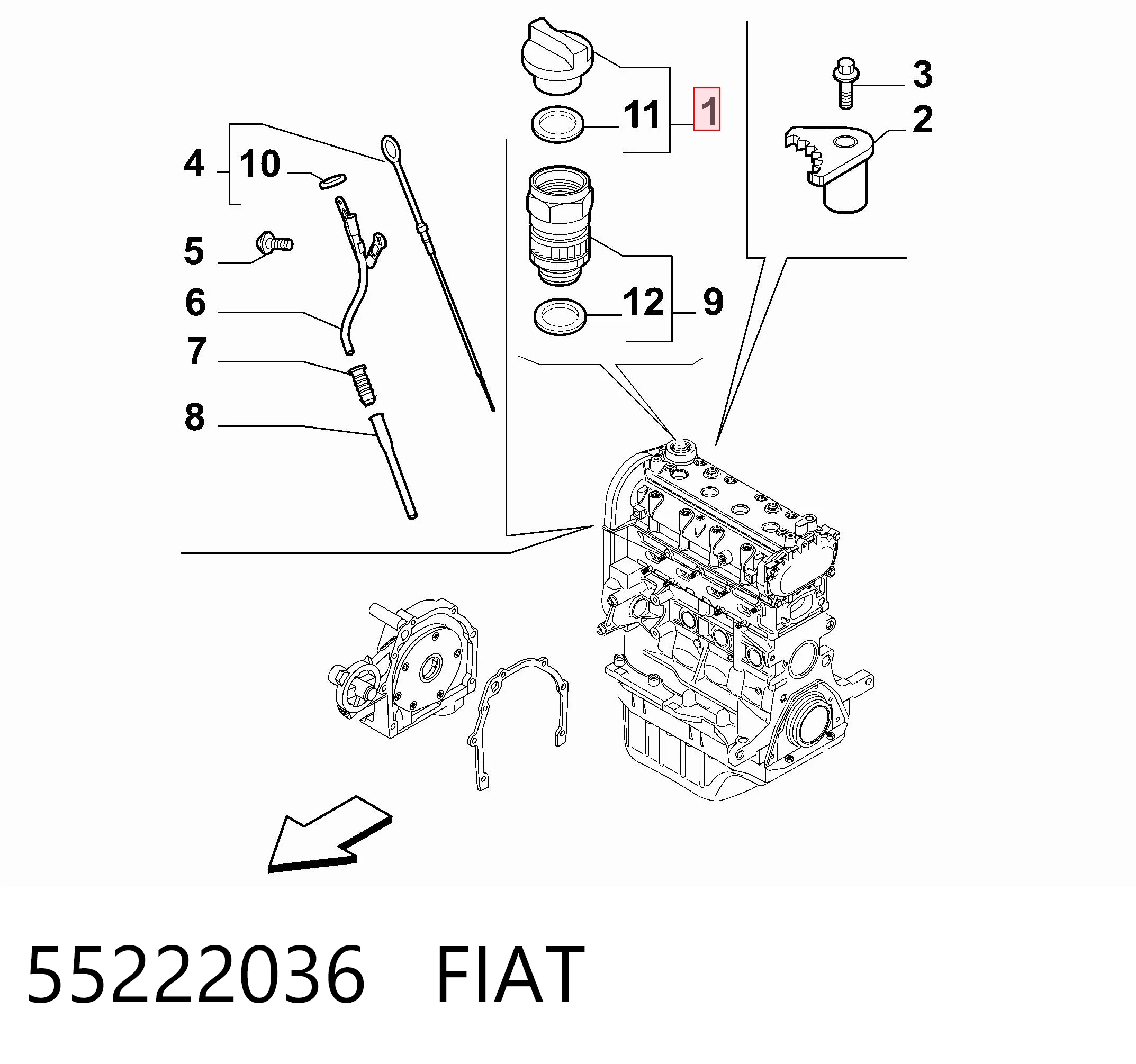 55222036 Fiat/Alfa/Lancia Tampa do gargalho de enchimento de óleo