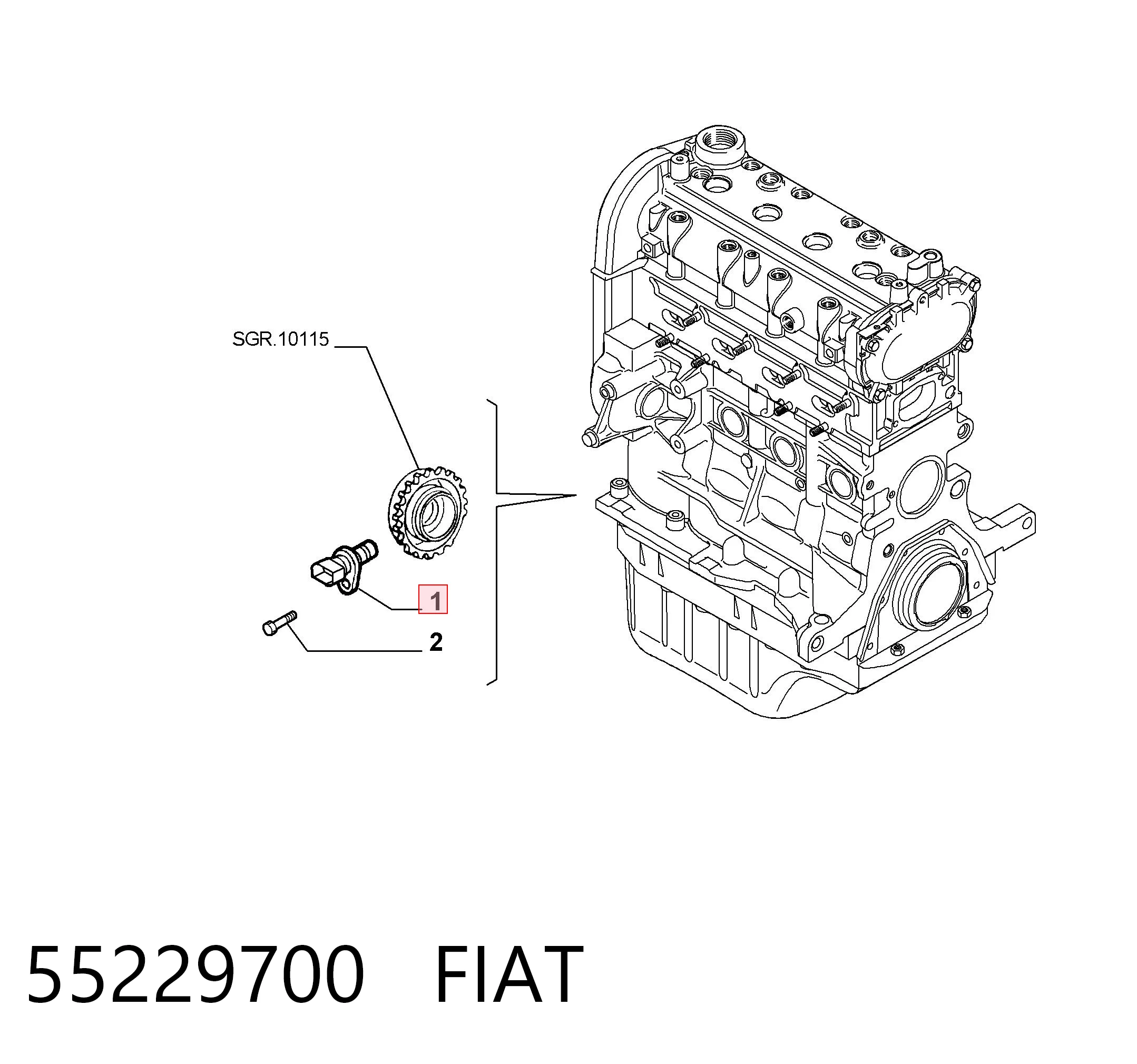 55229700 Fiat/Alfa/Lancia Sensor de posição (de revoluções) de cambota