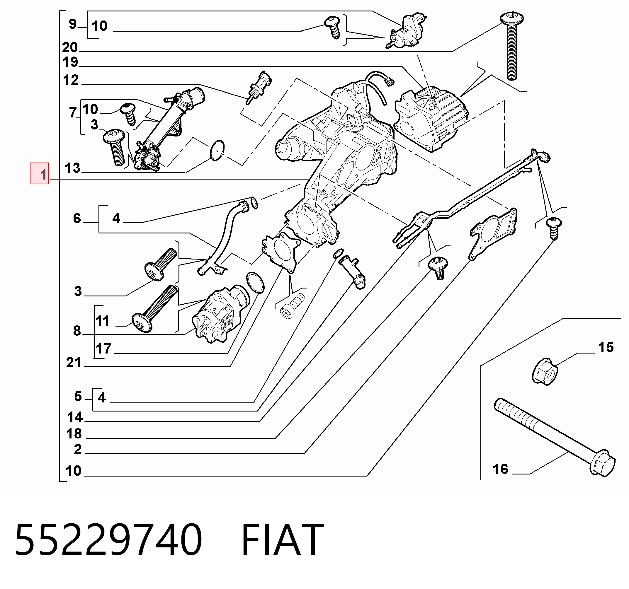 55229740 Fiat/Alfa/Lancia Válvula EGR de recirculação dos gases
