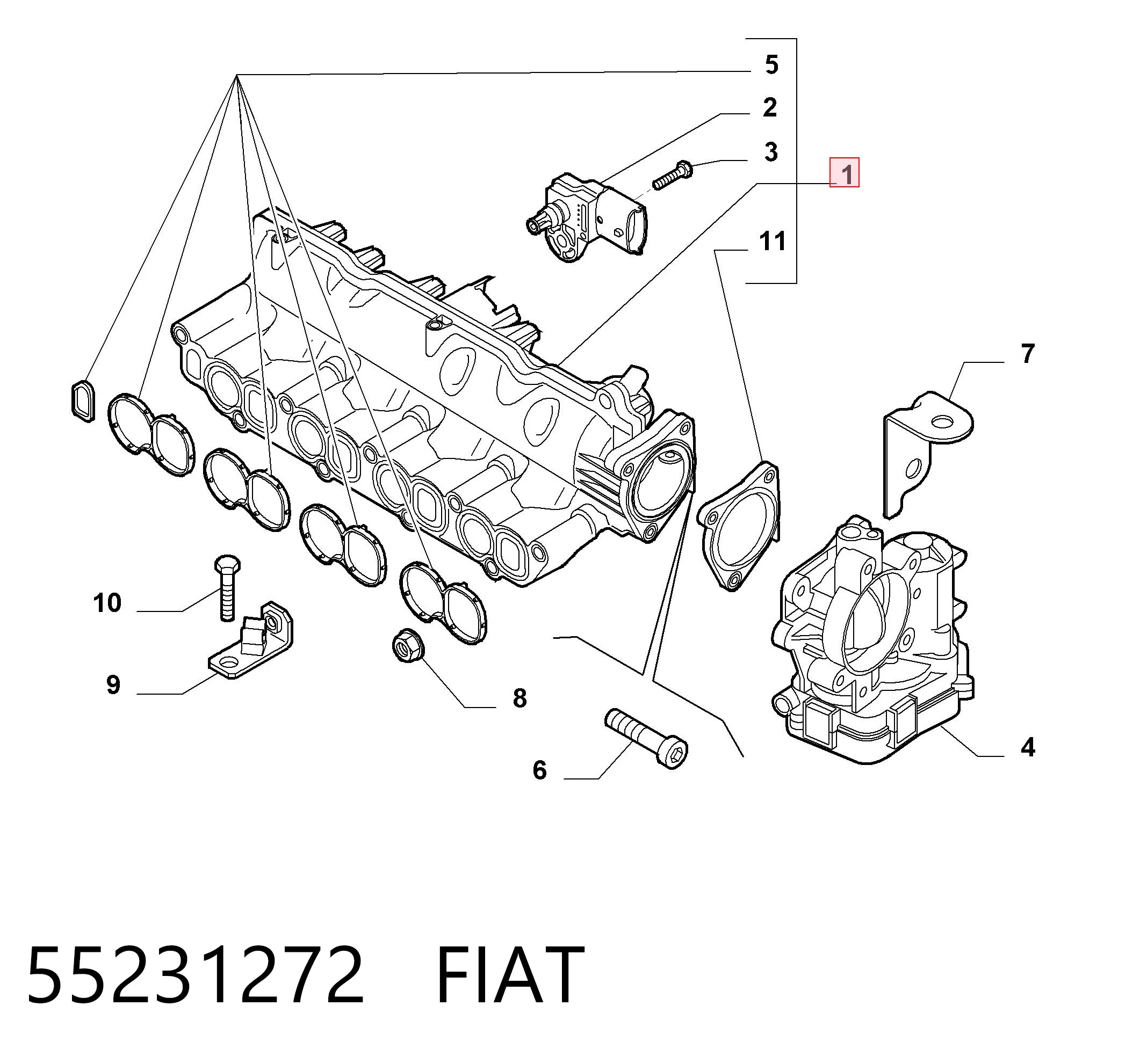 55231272 Fiat/Alfa/Lancia Tubo coletor de admissão