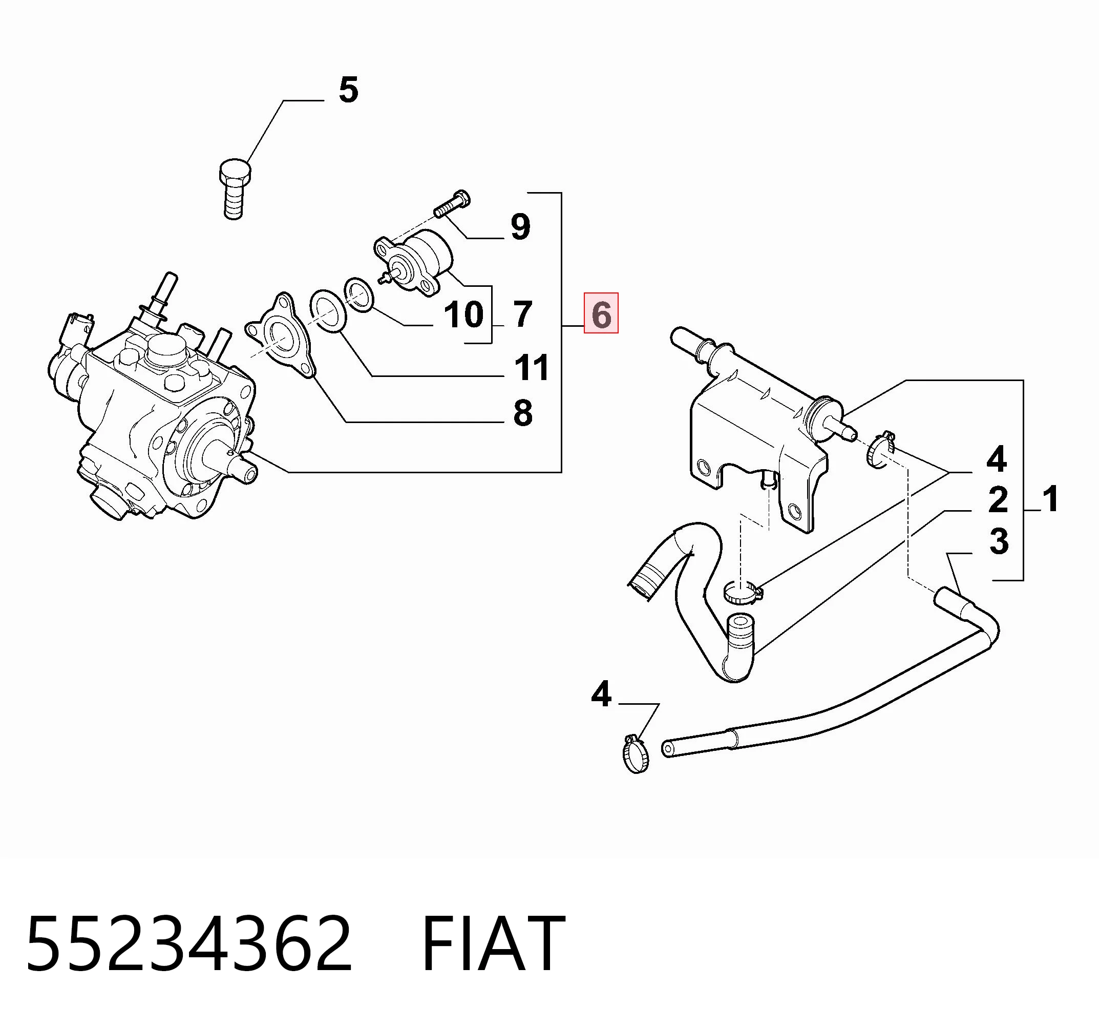 Bomba de combustível de pressão alta 55234362 Peugeot/Citroen