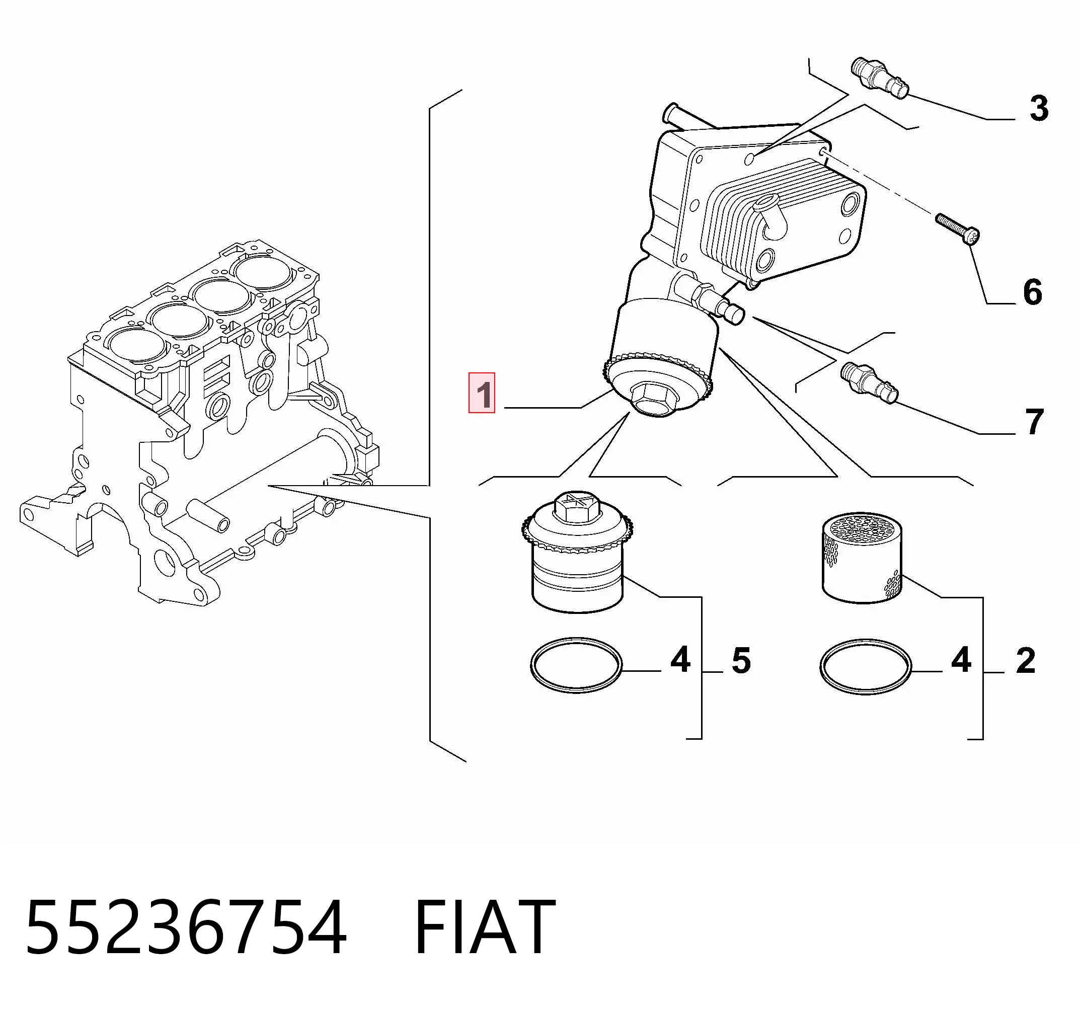 55236754 Fiat/Alfa/Lancia Caixa do filtro de óleo