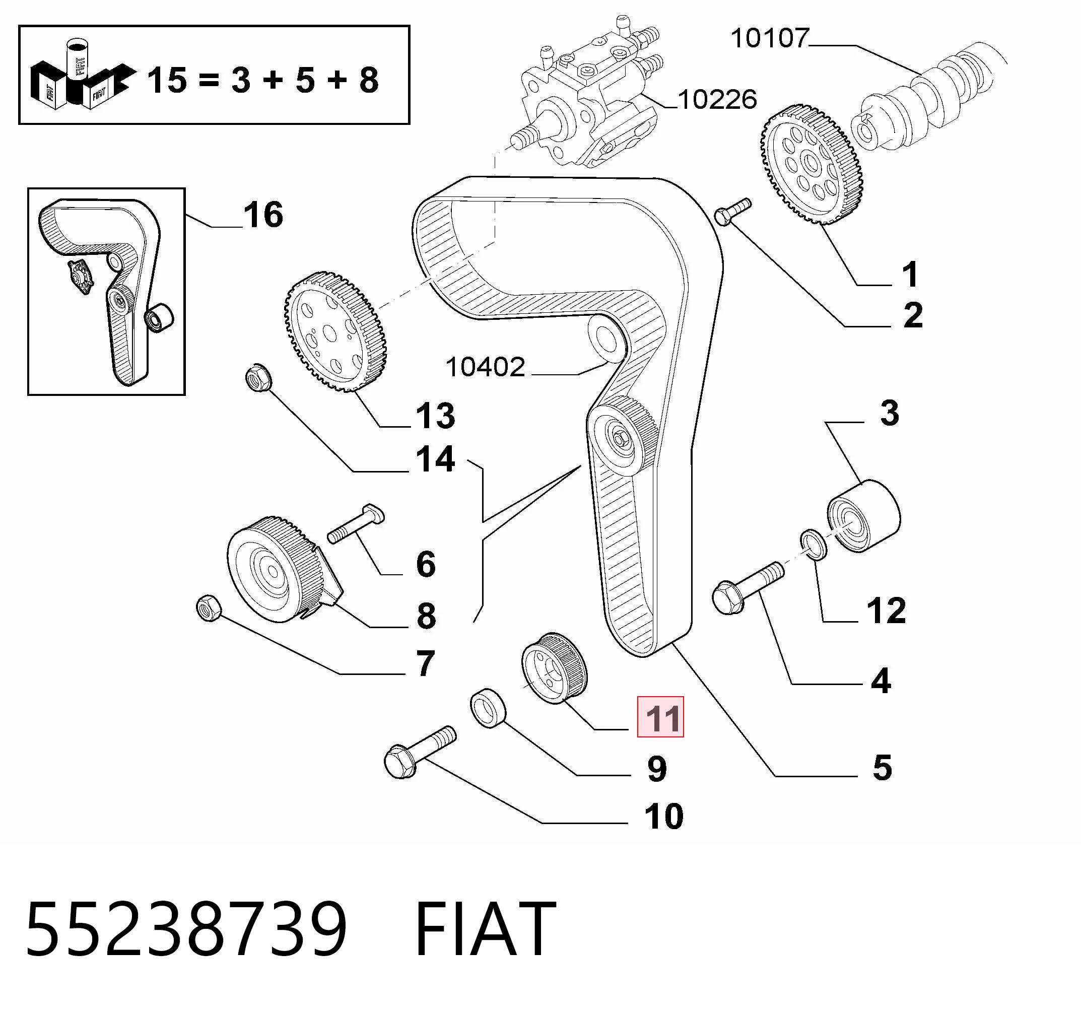 Engrenagem de cadeia da roda dentada de acionamento de cambota de motor General Motors 55238739 preço, a partir de 28,34 USD