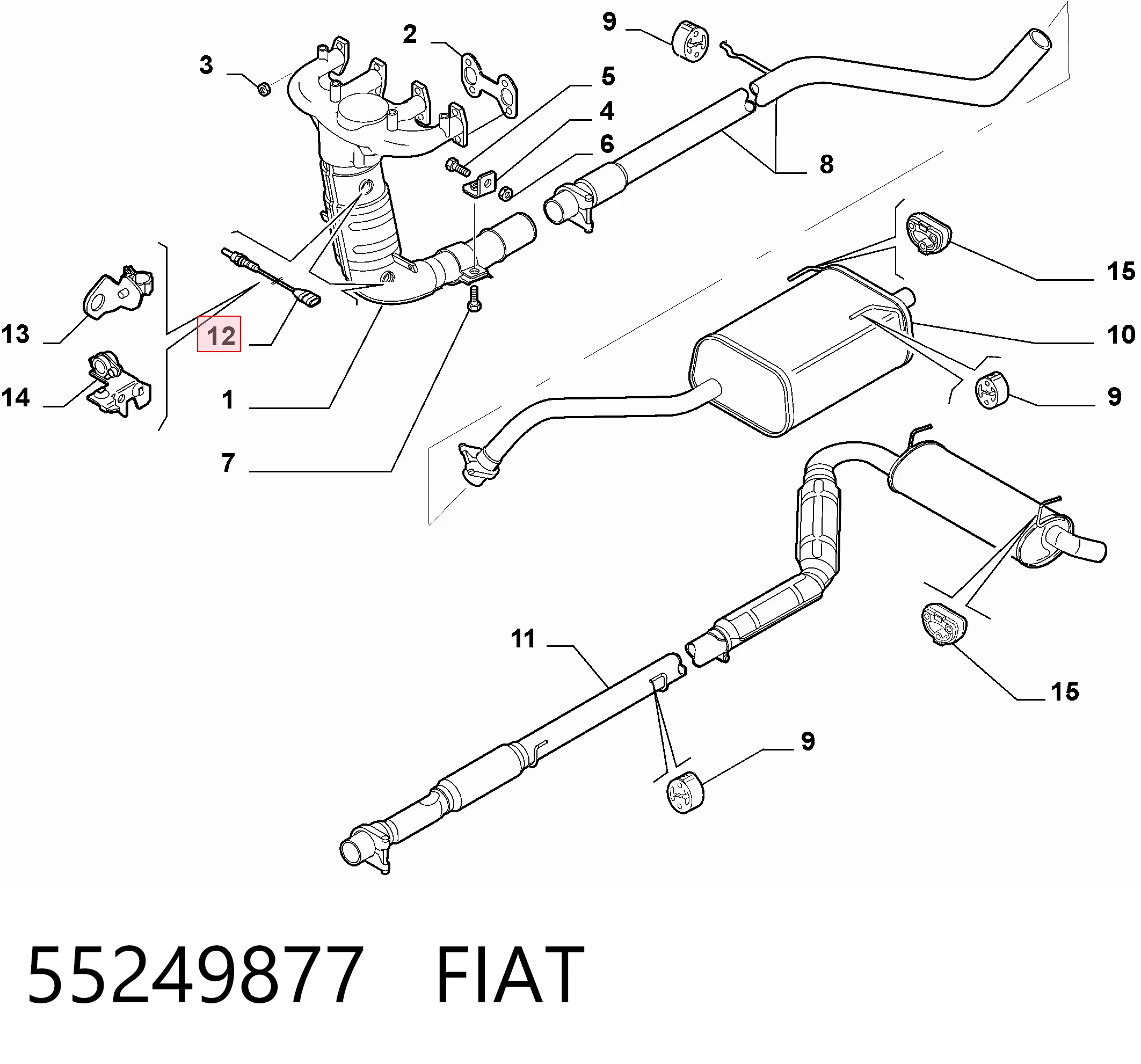 55249877 Fiat/Alfa/Lancia Sonda lambda, sensor de oxigênio