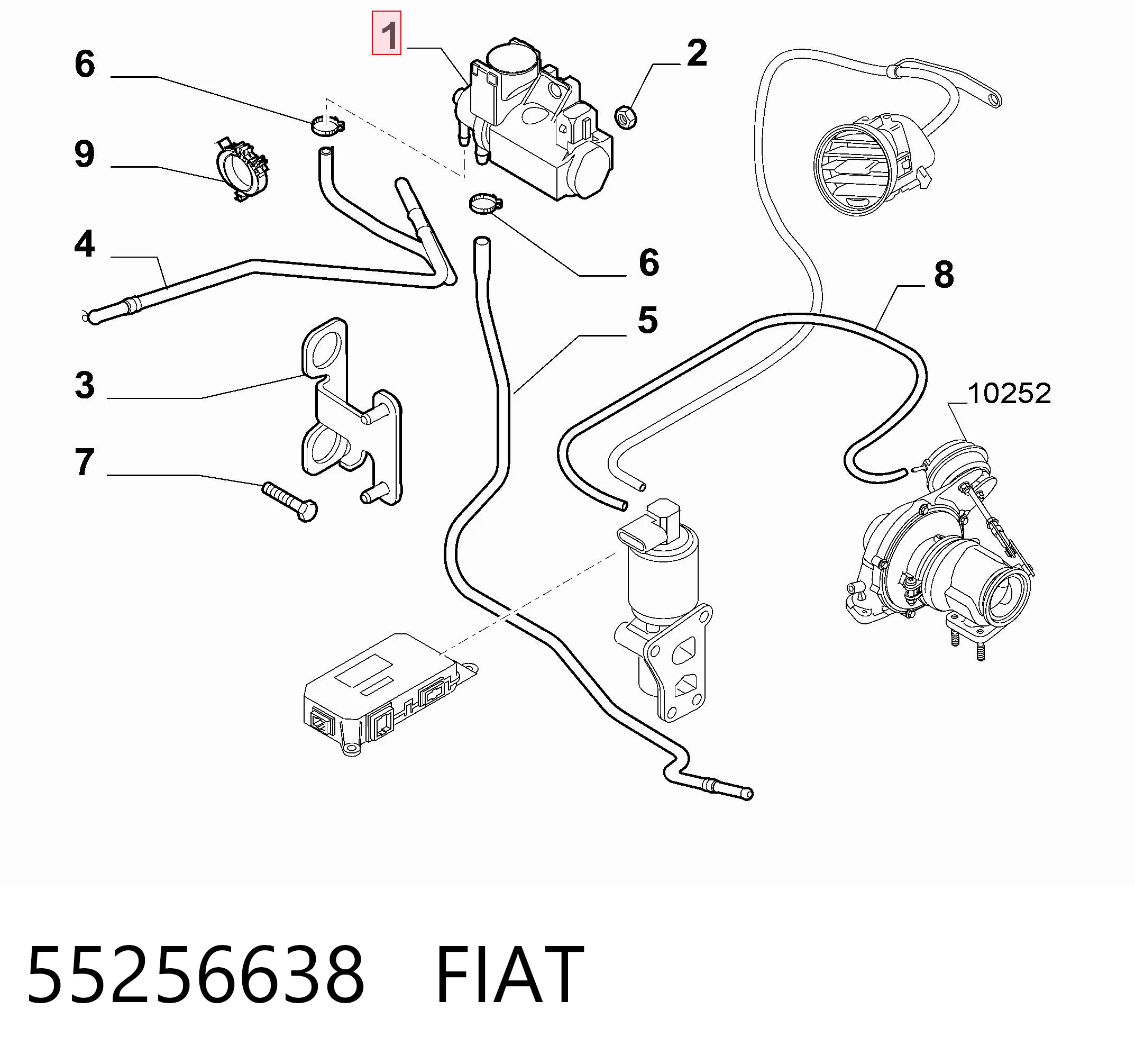55256638 Fiat/Alfa/Lancia Convertidor de pressão (solenoide) de supercompressão