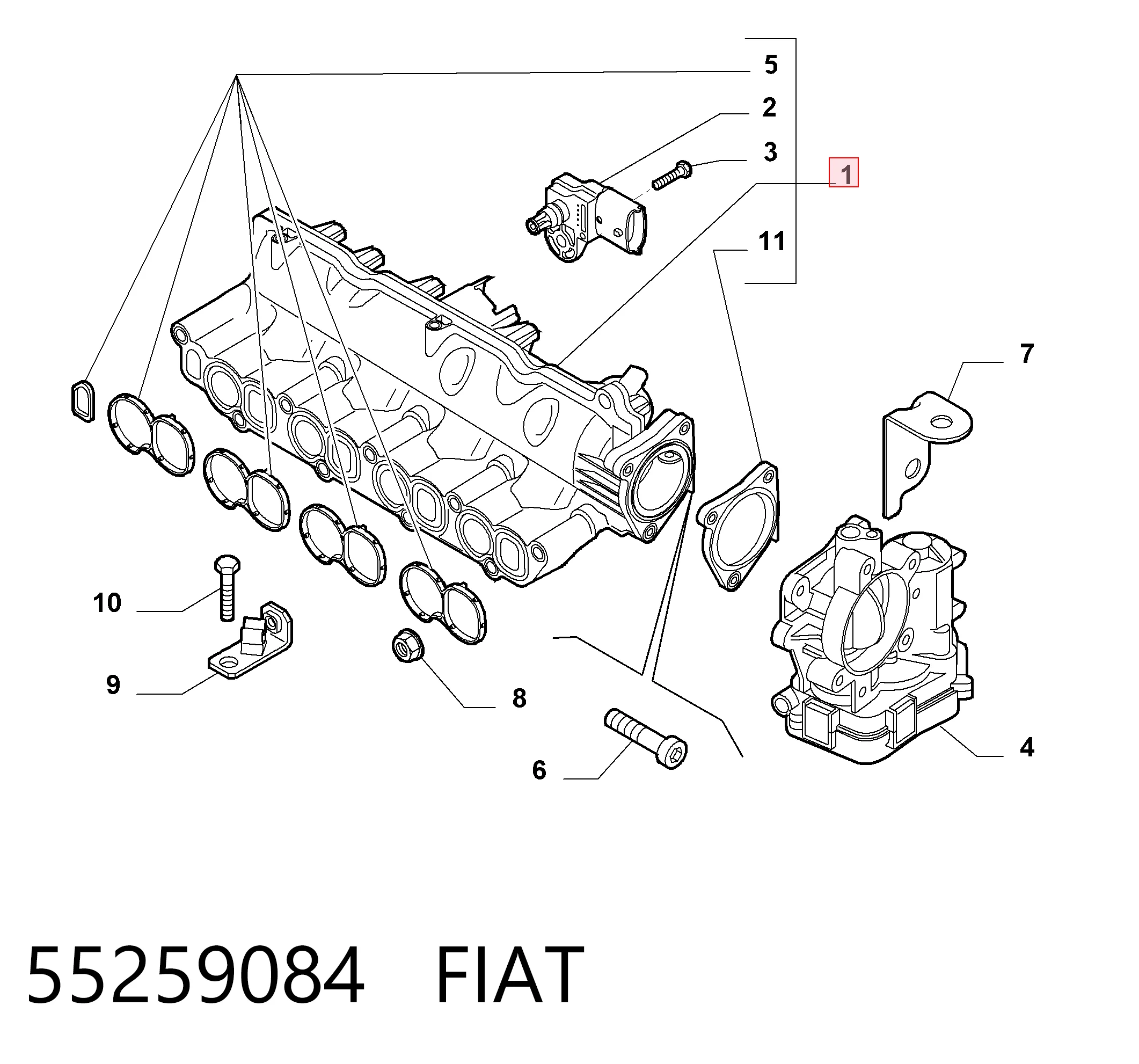 55259084 Fiat/Alfa/Lancia Tubo coletor de admissão