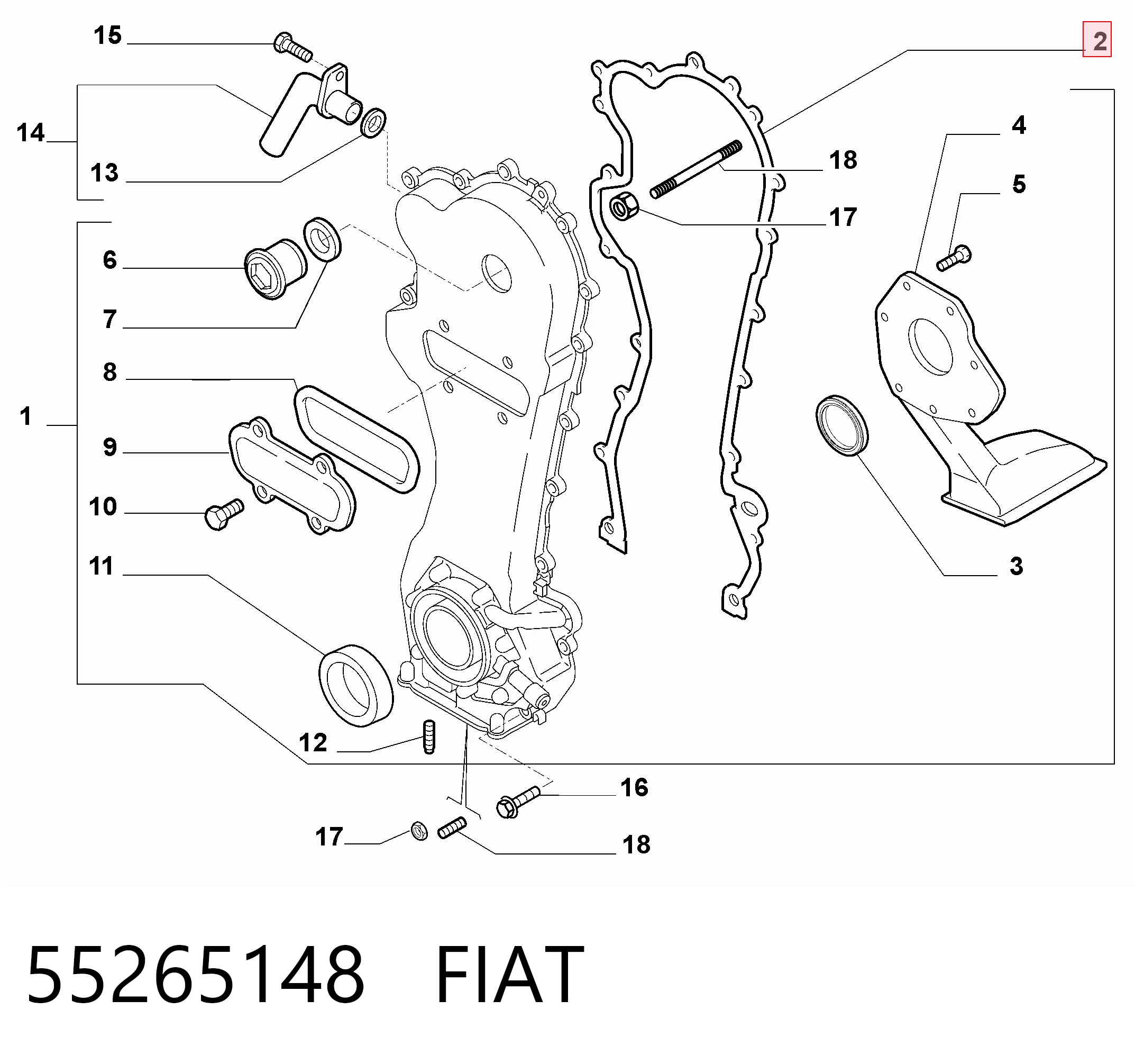  Vedante de tampa dianteira de motor Fiat Punto II hatchback (188) (1999 - 2012) II