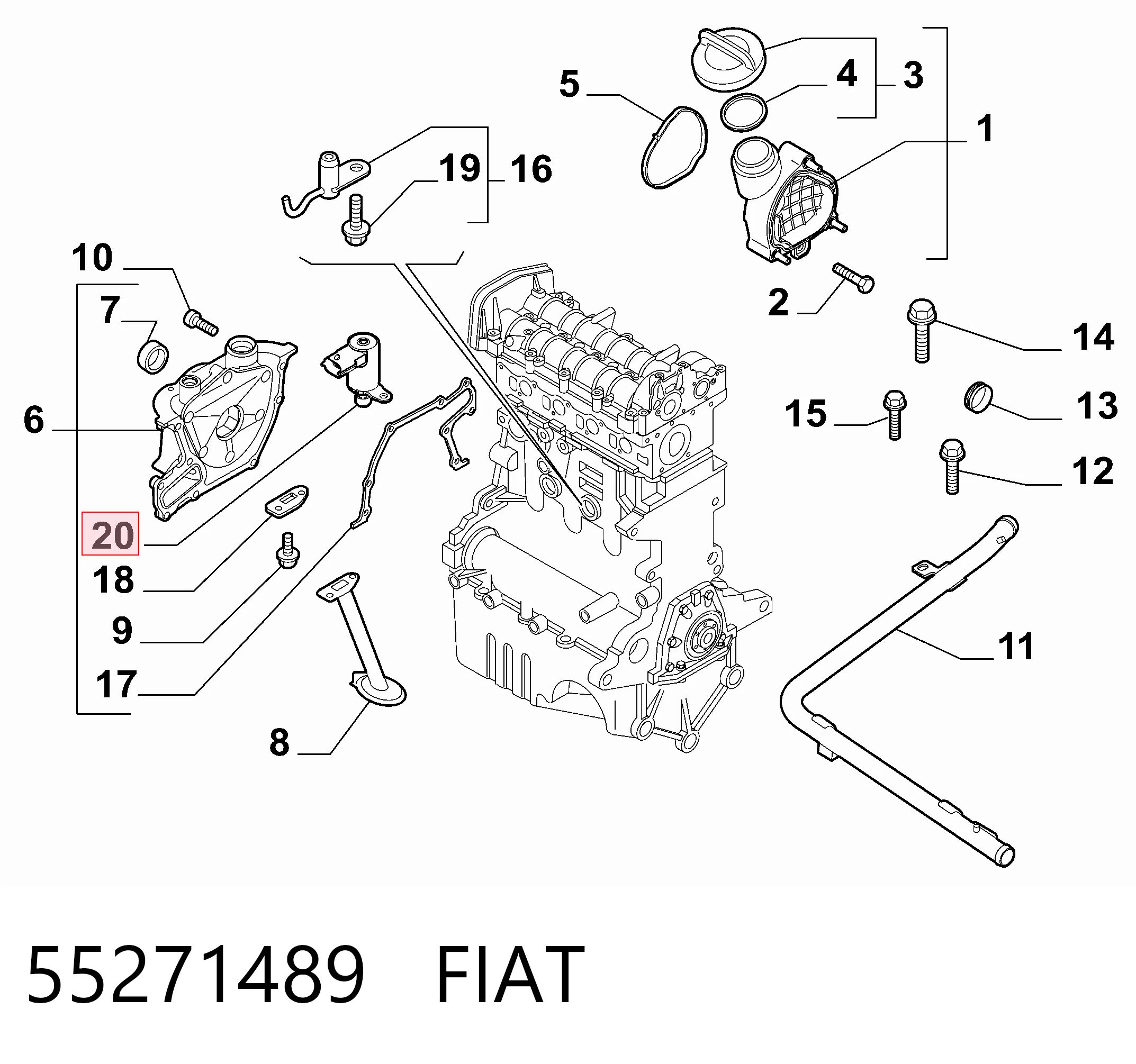 55271489 Fiat/Alfa/Lancia Válvula de regulação de pressão de óleo