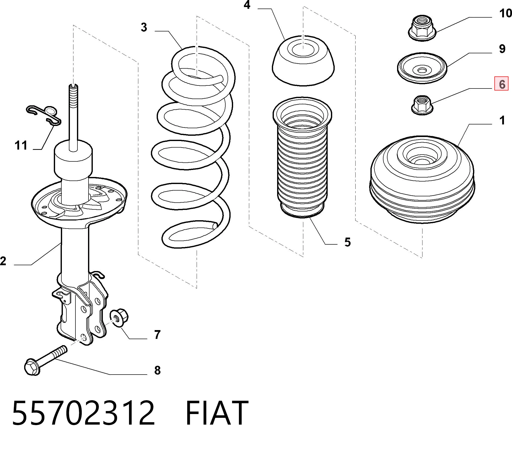 Parafuso de fixação do braço oscilante inferior traseiro, interno Peugeot/Citroen 13241765