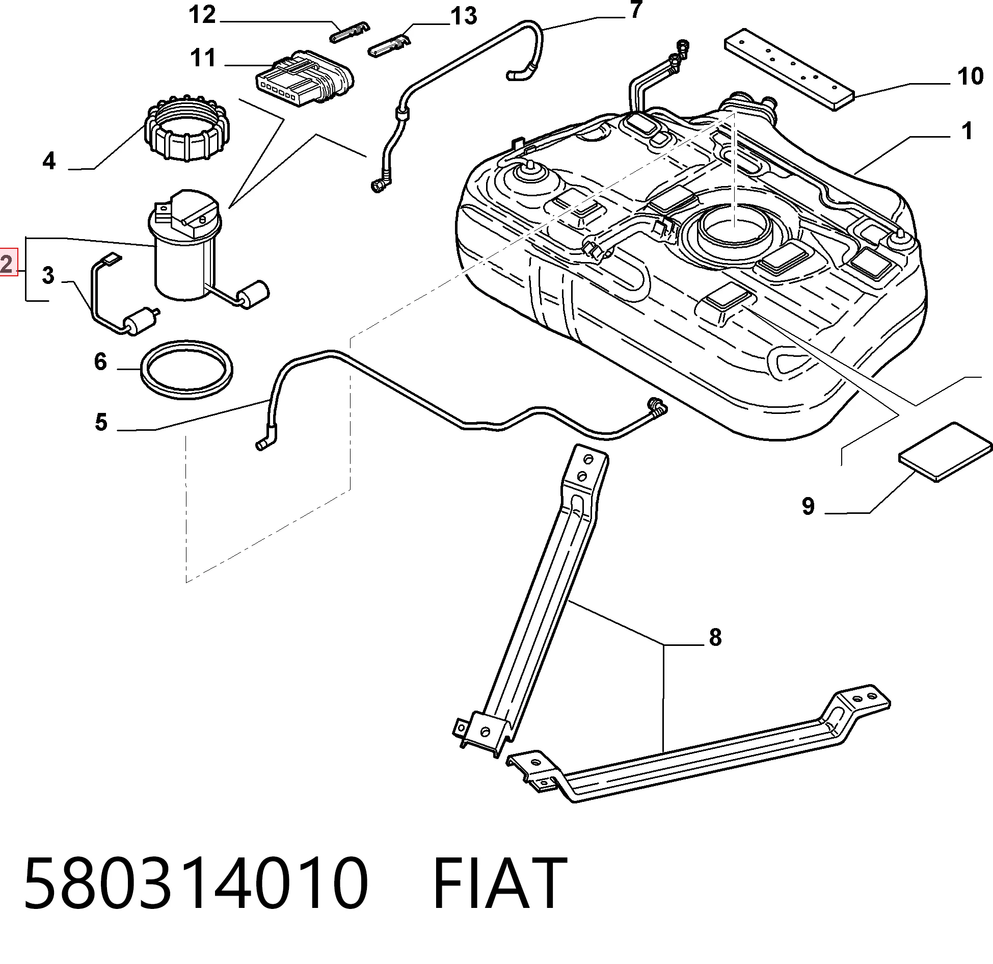  Módulo de bomba de combustível com sensor do nível de combustível Fiat Bravo II hatchback (198) (2007 - 2014) II