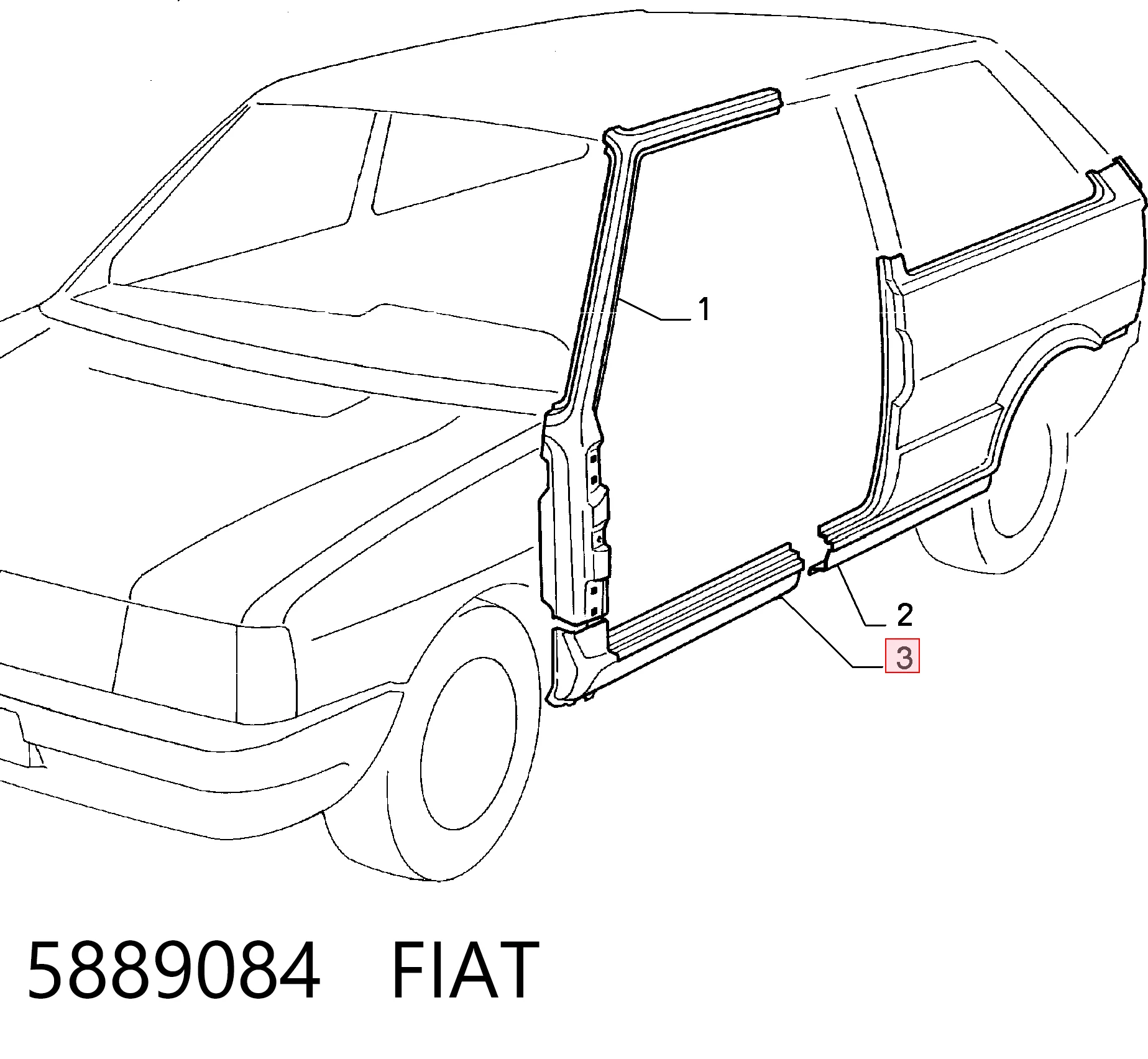 Acesso externo direito para Fiat Uno 146A