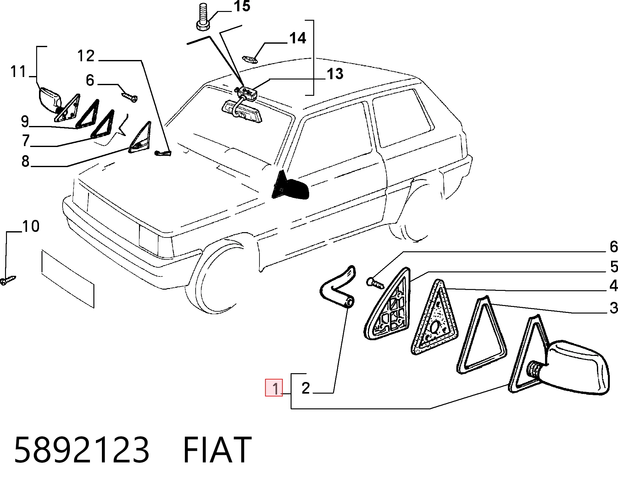 Espelho de retrovisão esquerdo para Fiat Panda I 141A