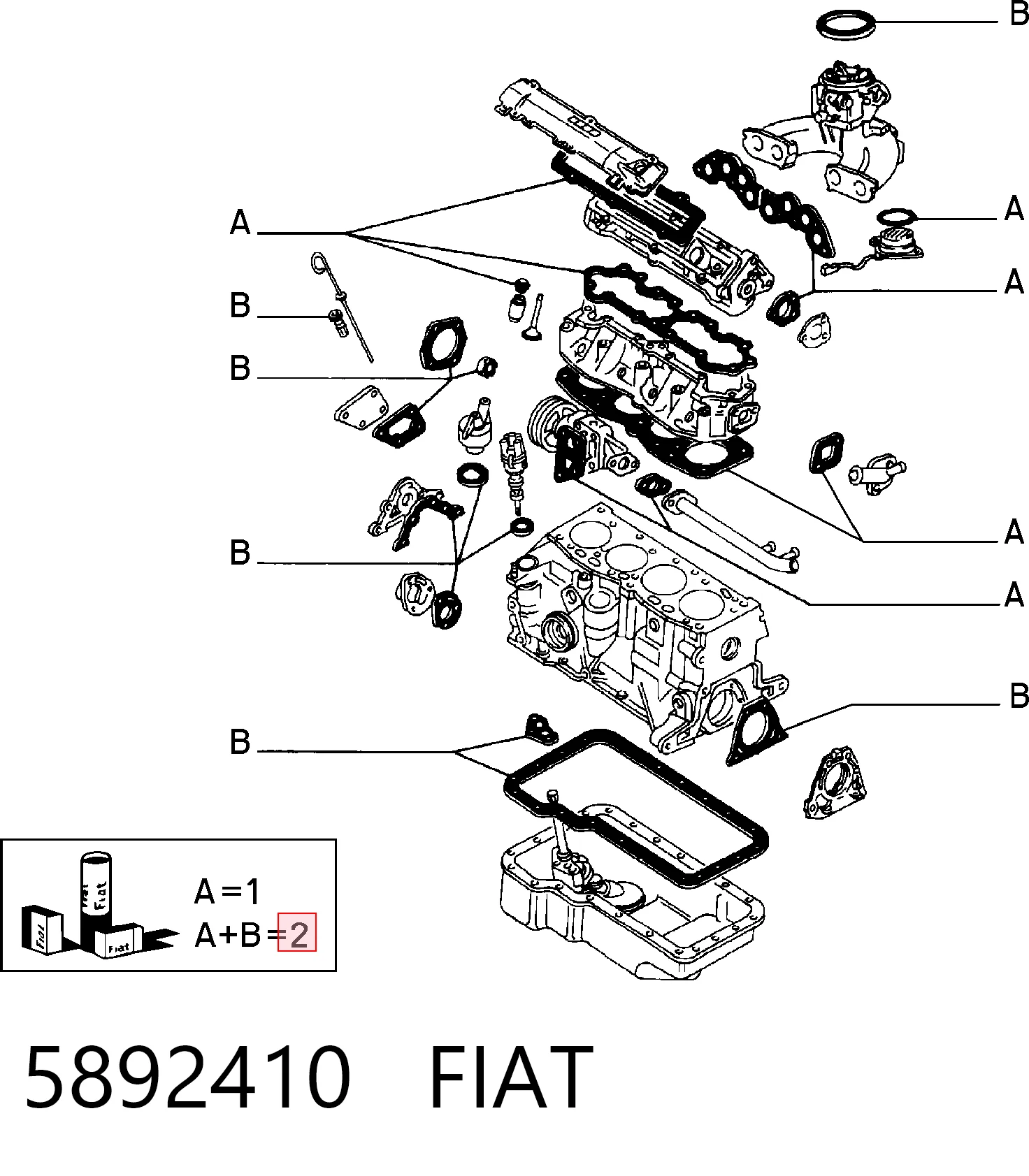 Kit de vedantes de motor completo Fiat Palio  178BX