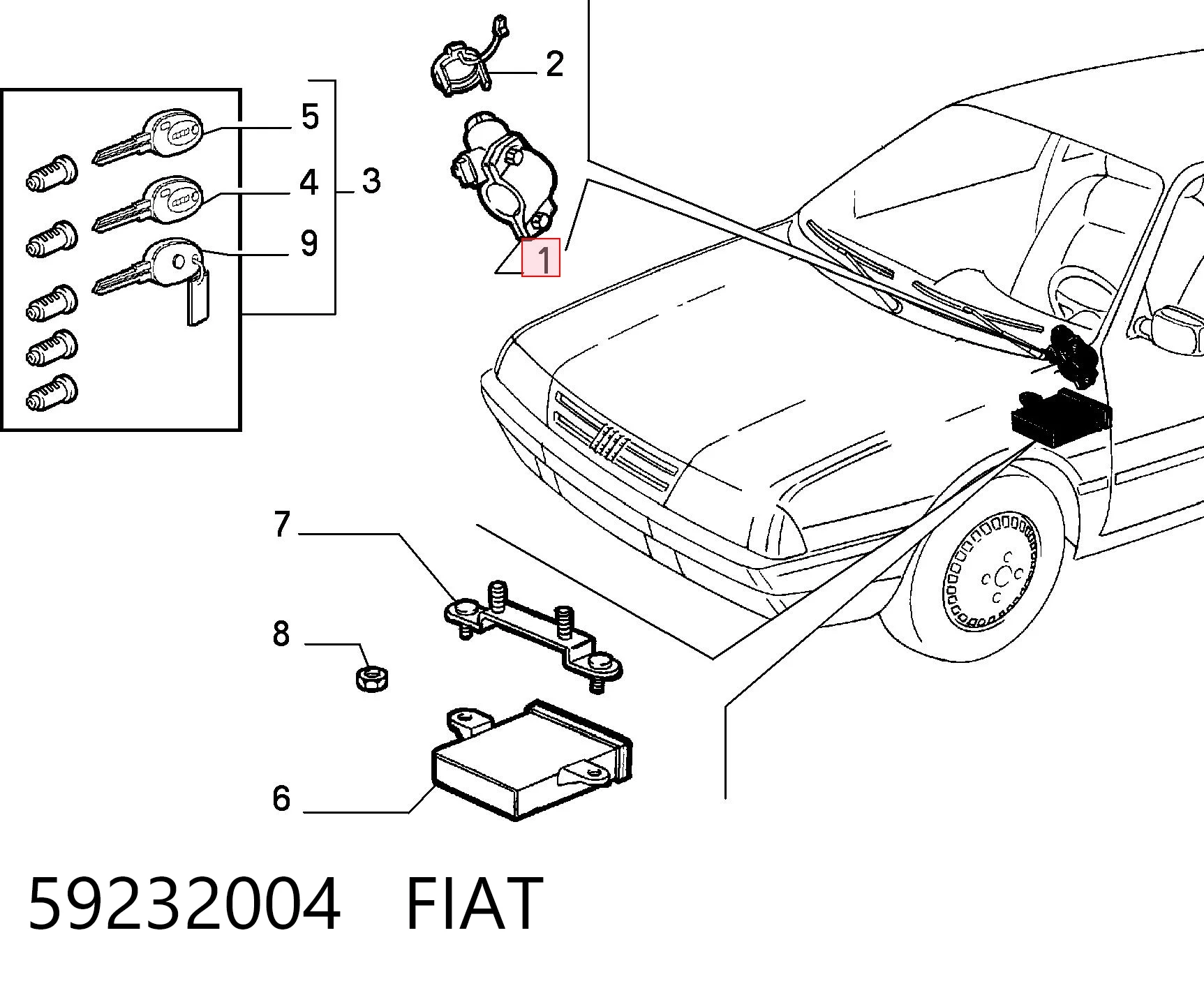 59232004 Fiat/Alfa/Lancia Fecho de ignição