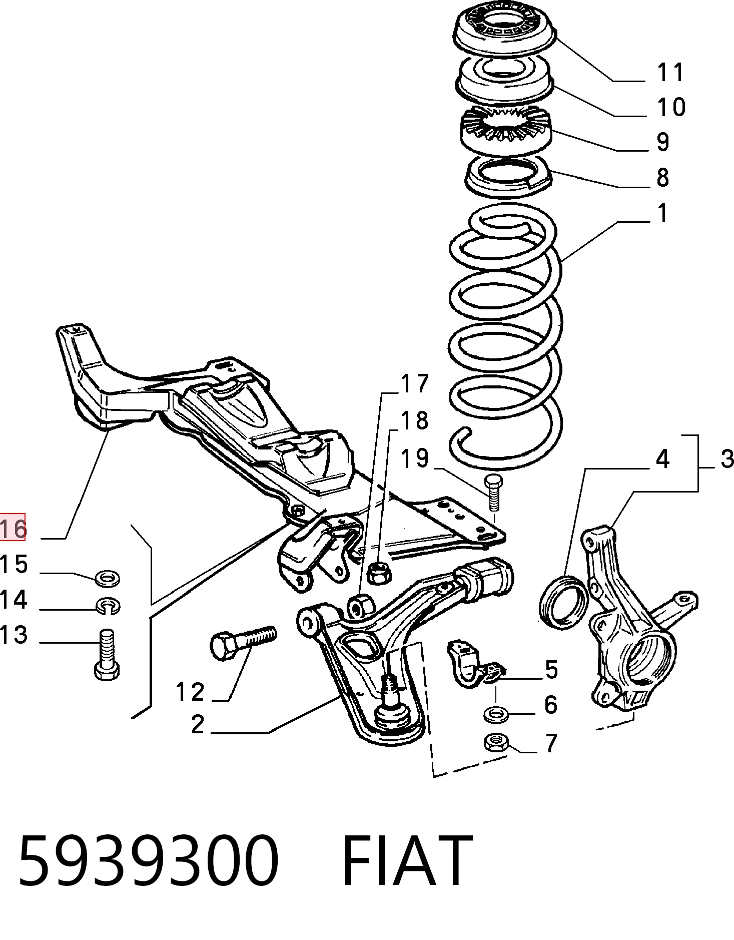 Viga de suspensão dianteira (plataforma veicular) para Fiat Uno 146A