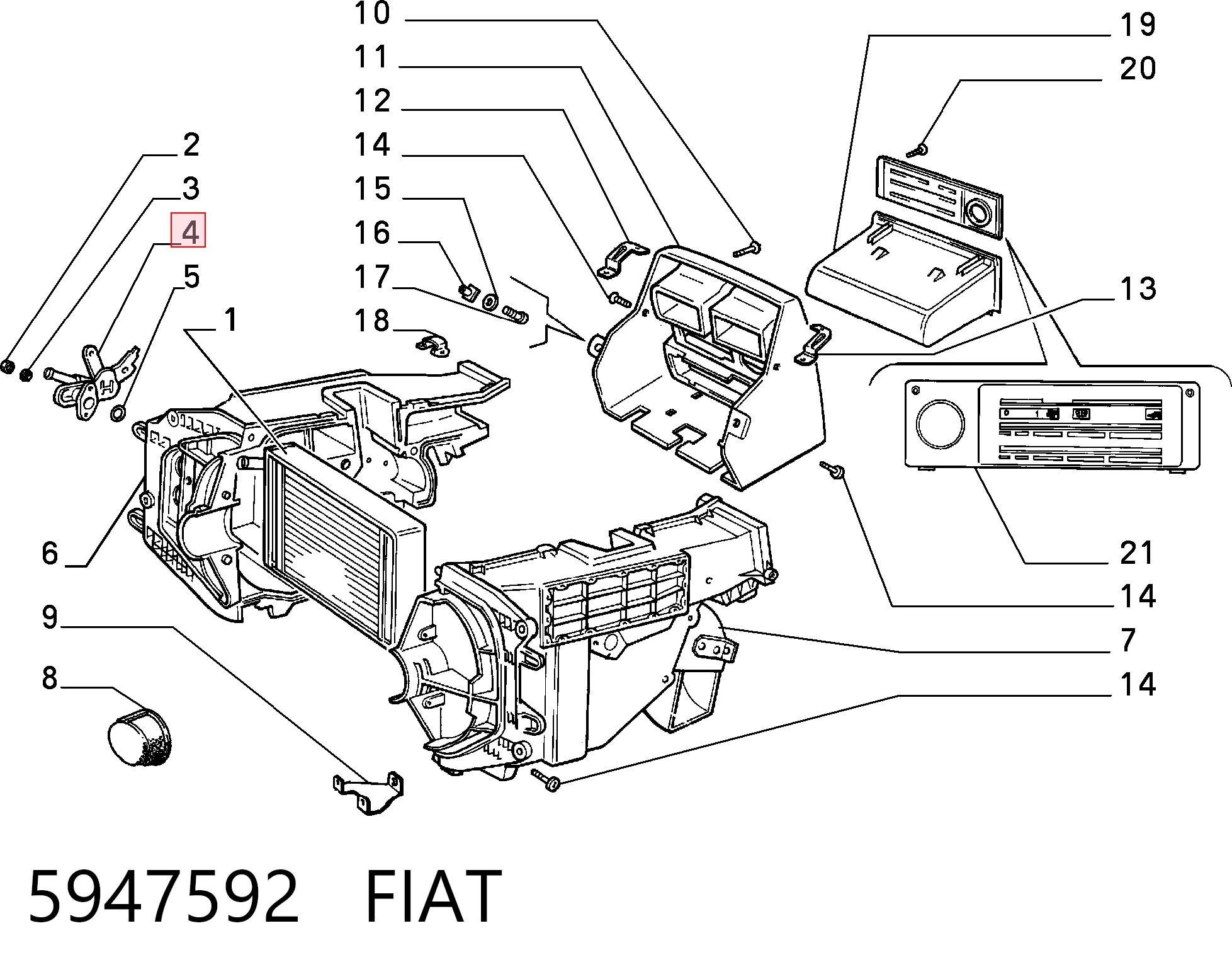 Válvula de forno (de aquecedor) para Fiat Fiorino  146 Uno
