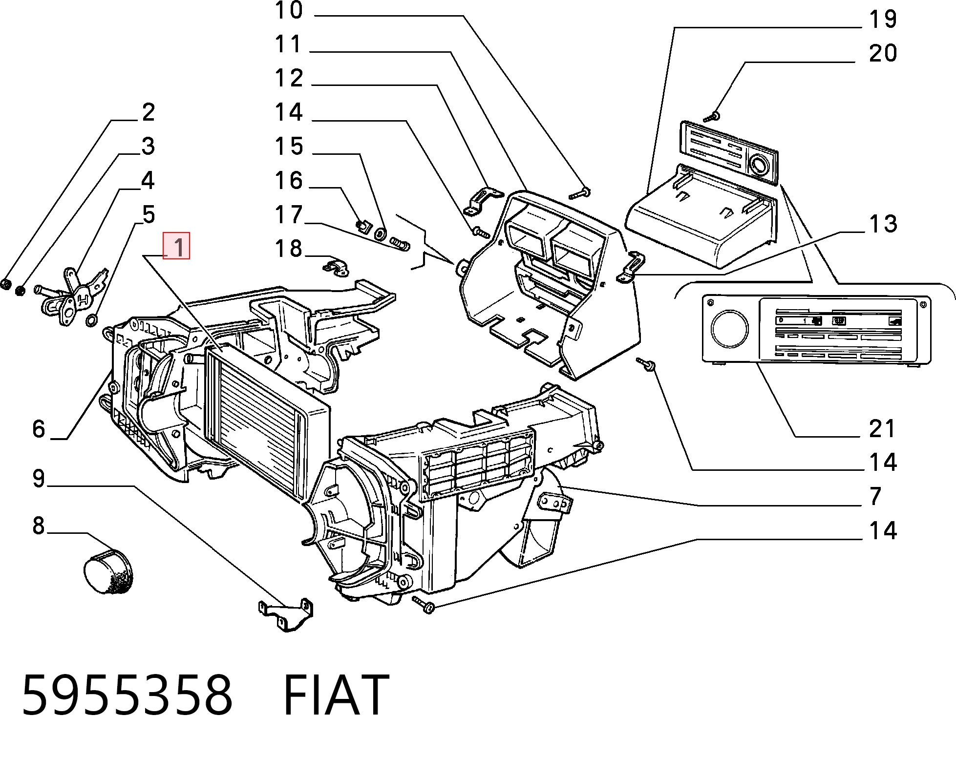 Radiador de forno (de aquecedor) para Fiat Fiorino 146 Uno