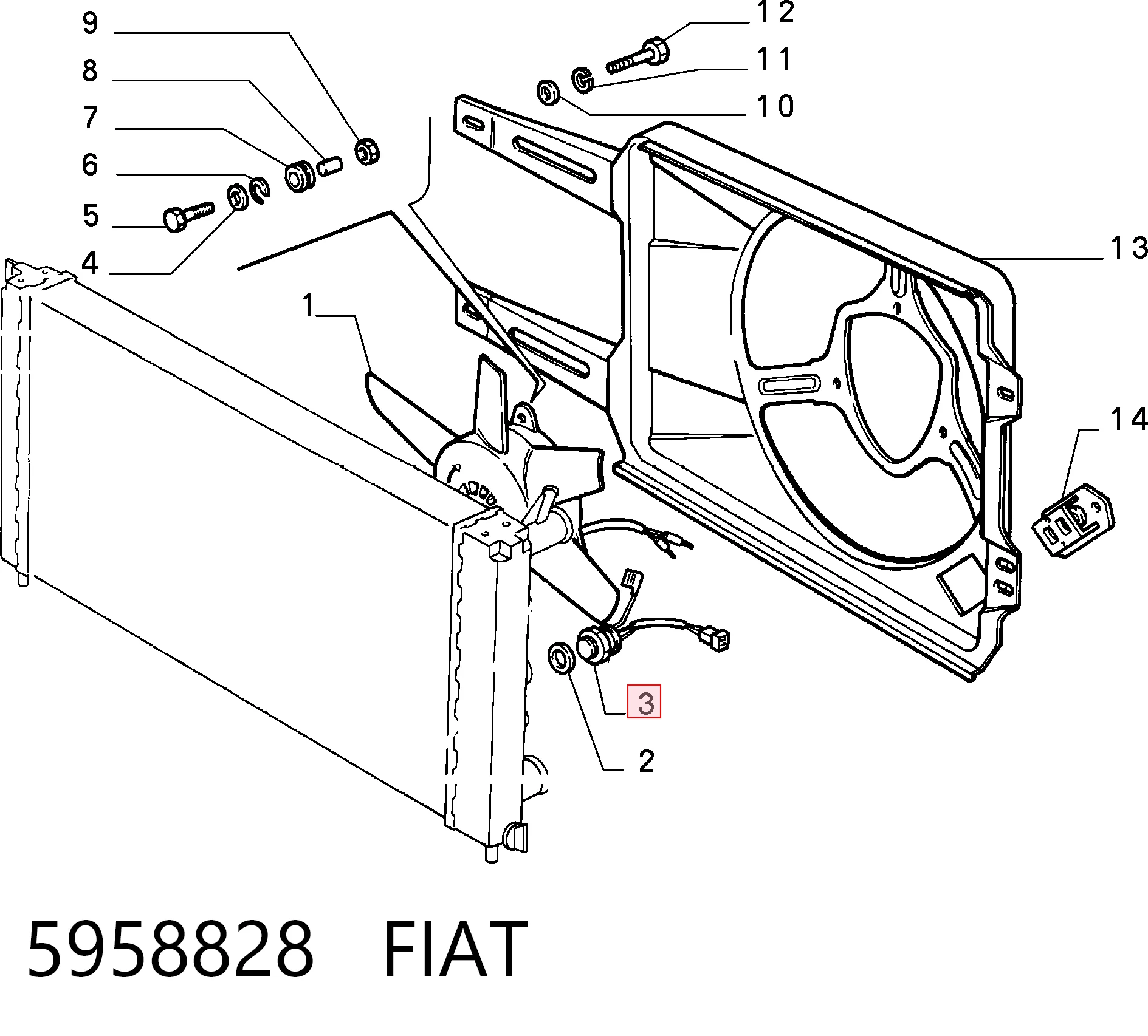 Sensor de temperatura do fluido de esfriamento (de ativação de ventilador do radiador) 38270 FAE