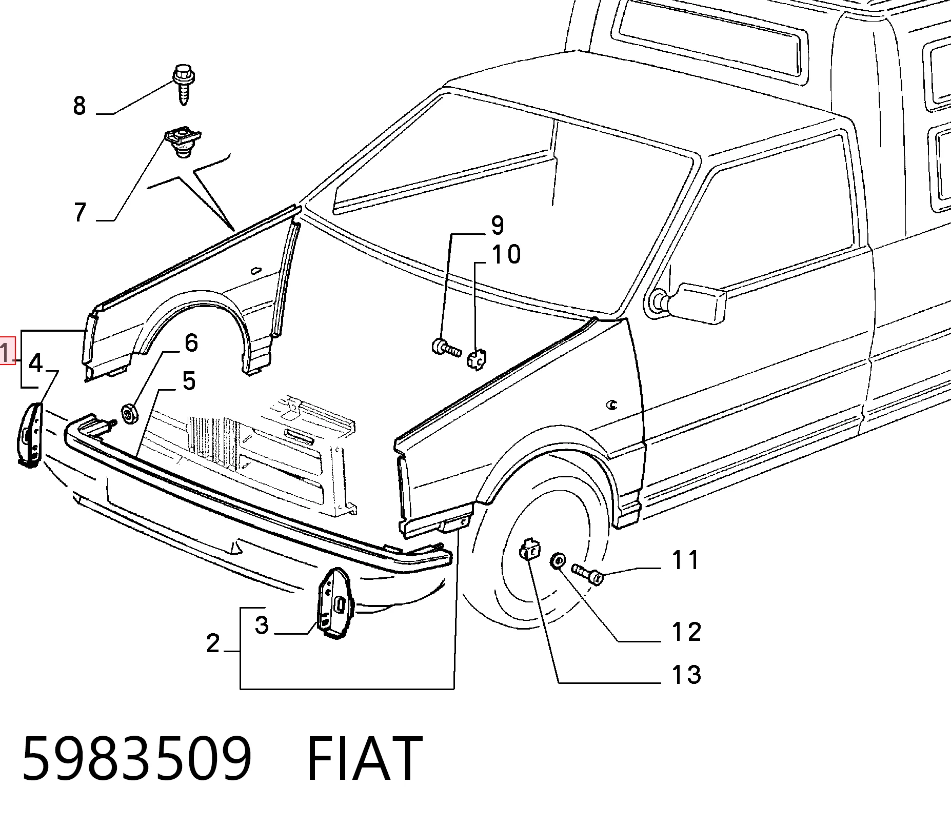 Pára-lama dianteiro direito Fiat Fiorino  146 Uno