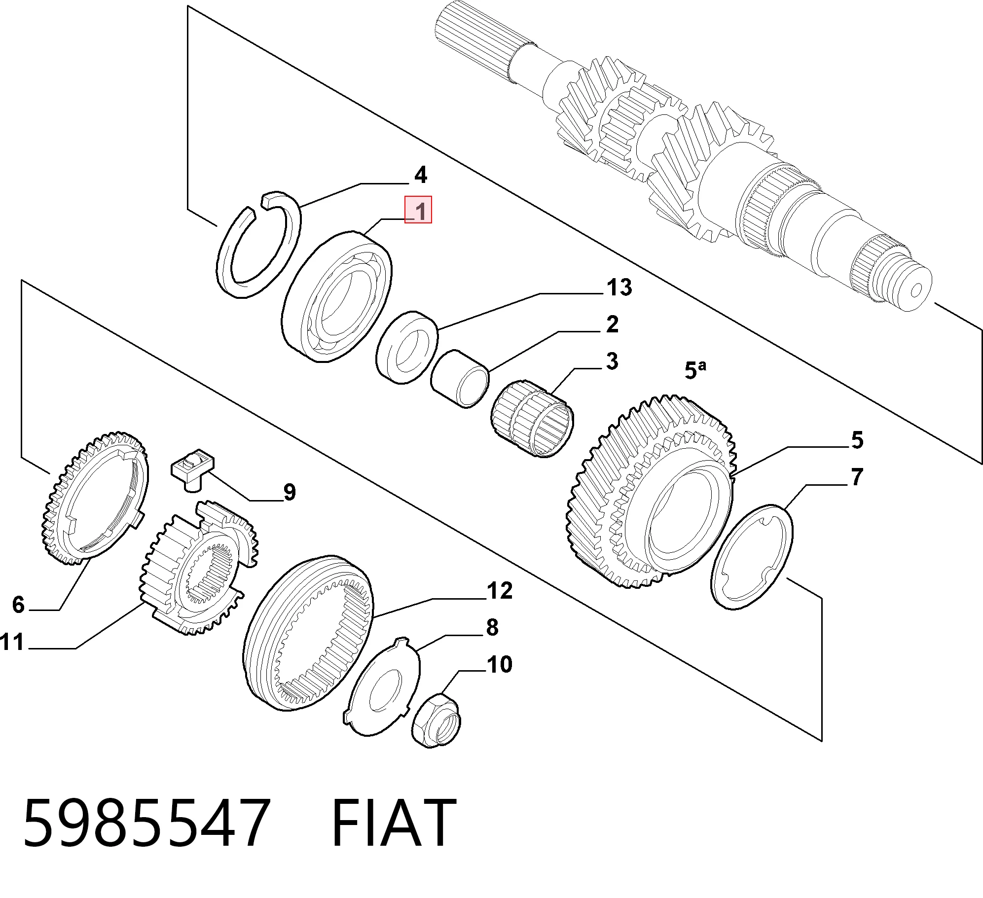  Rolamento da árvore primária da Caixa de Mudança Fiat Doblo I сaixa (223) (2001 - 2010) I