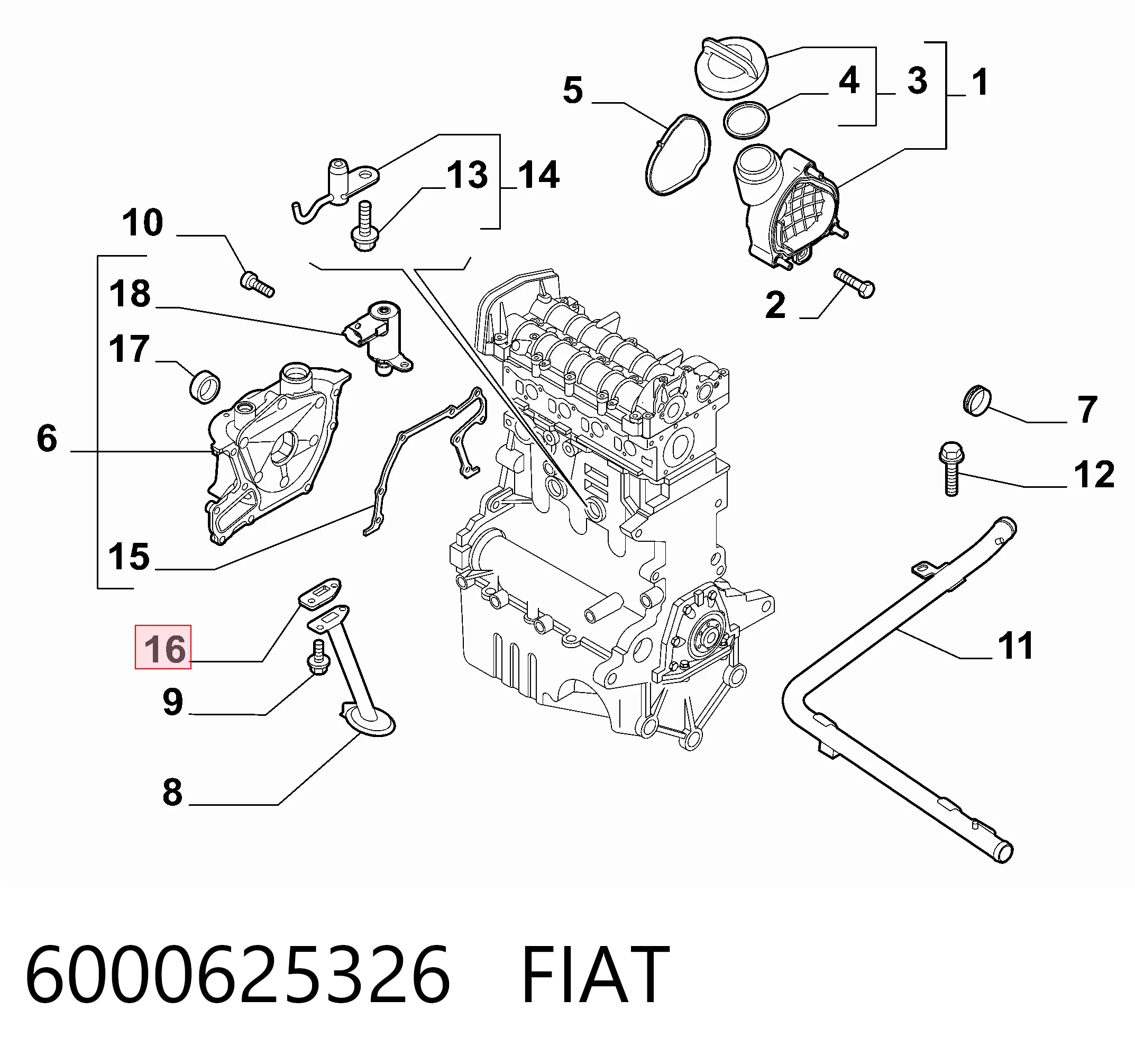 6000625326 Fiat/Alfa/Lancia Vedante de bomba de óleo