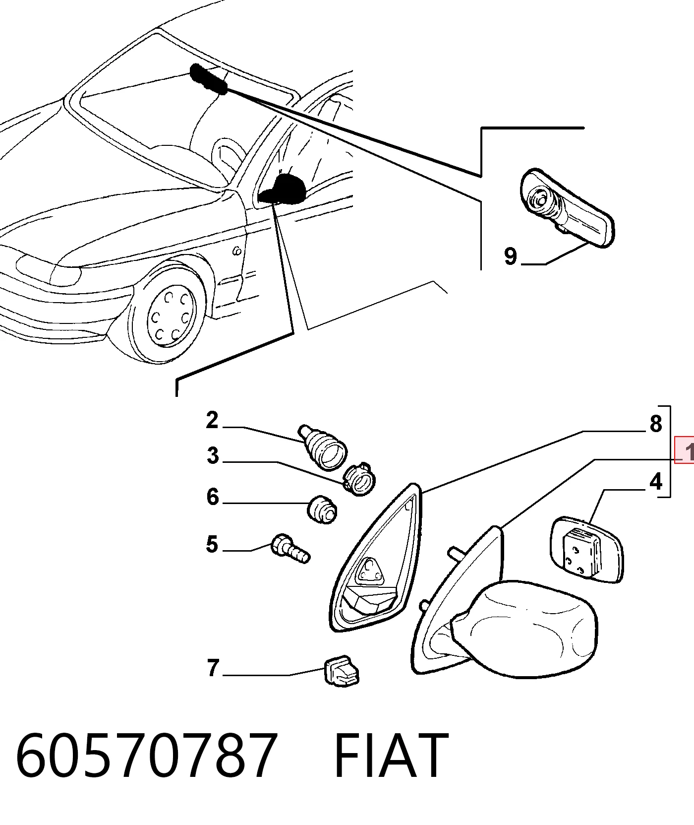 Espelho de retrovisão esquerdo para Alfa Romeo 146 930