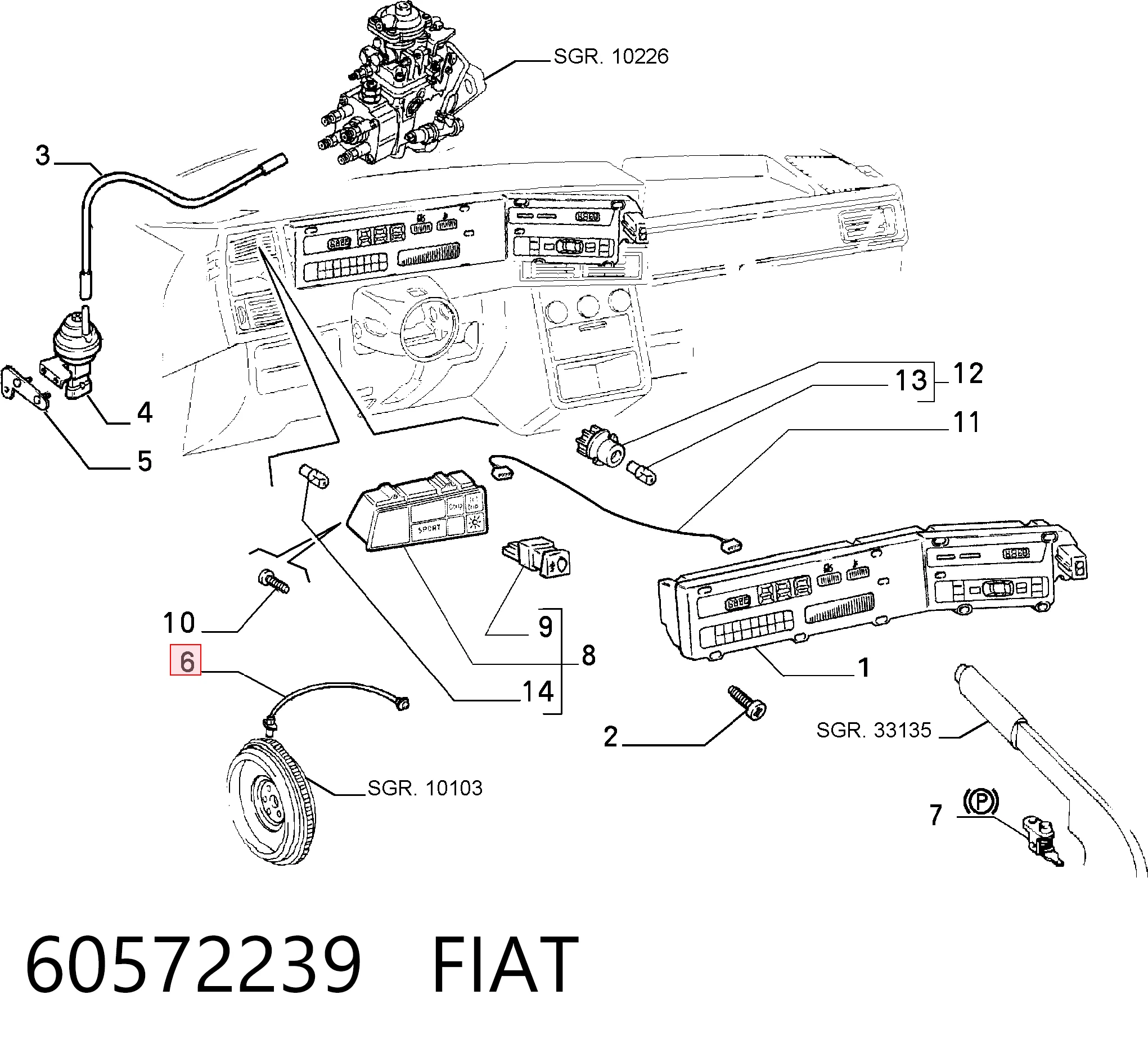 Sensor de posição (de revoluções) de cambota para Fiat Tempra 159