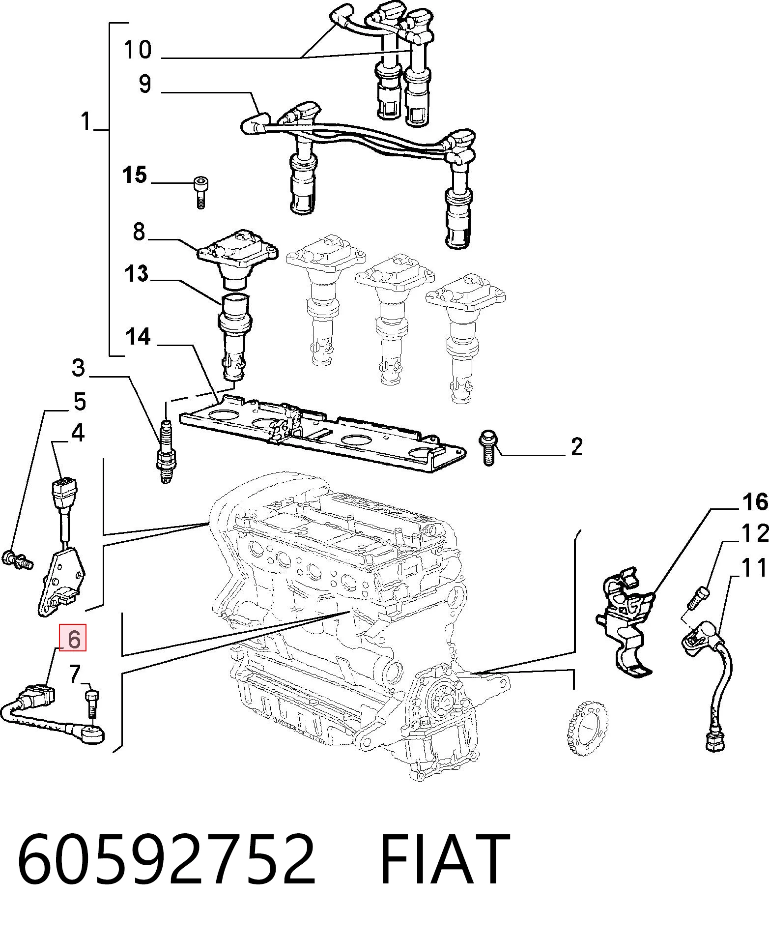 60592752 Fiat/Alfa/Lancia Sensor de detonação