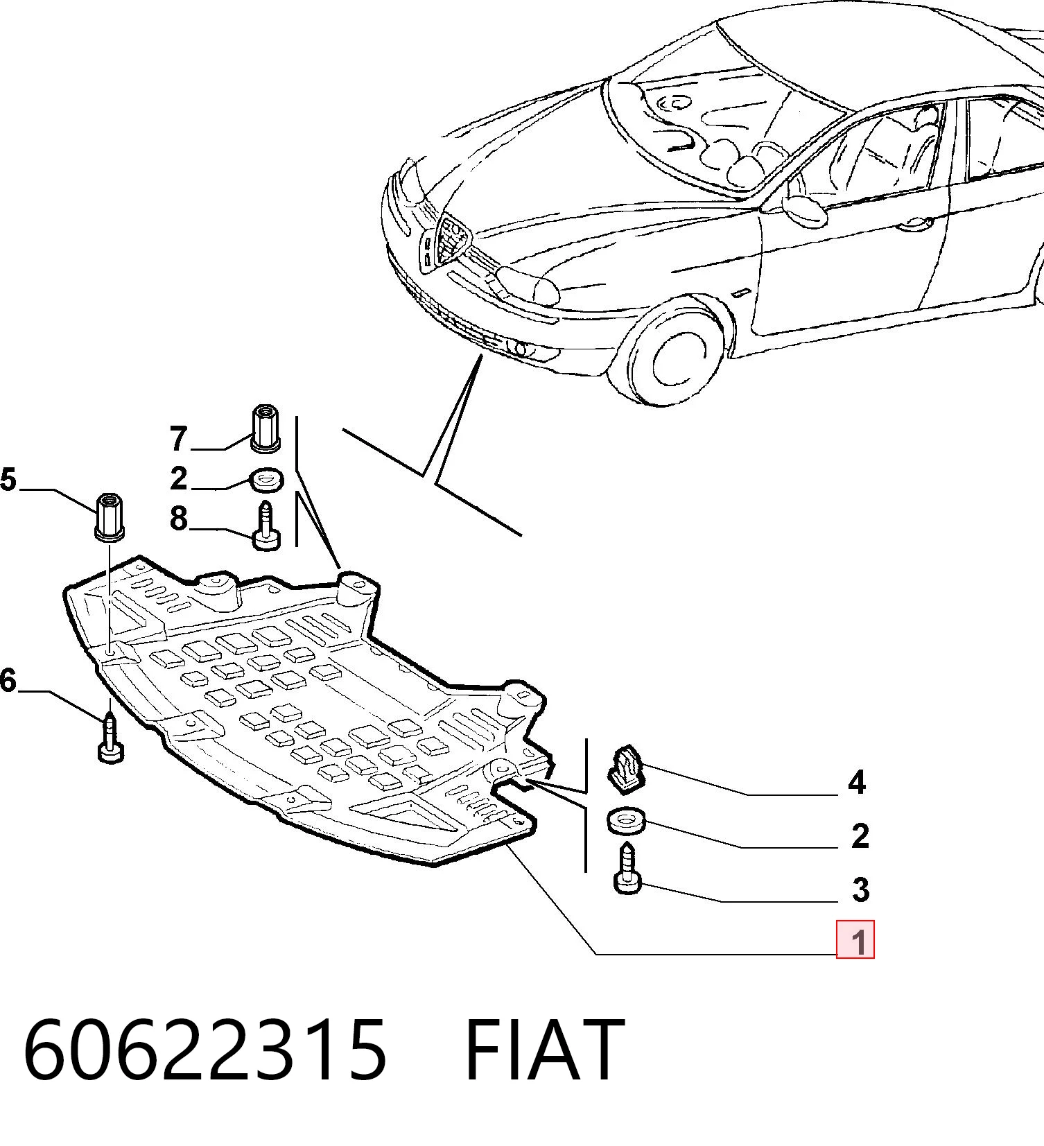 Proteção de motor, de panela (da seção de motor) Alfa Romeo 156 Sportwagon 932