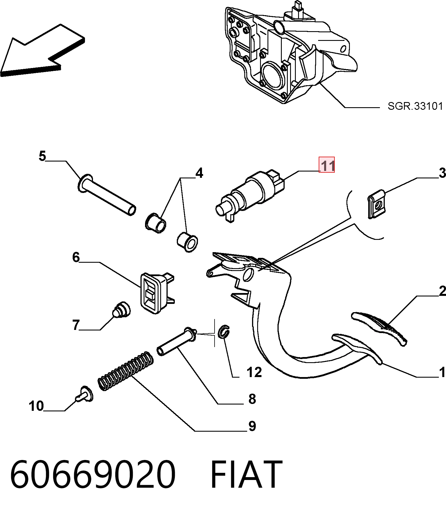 60669020 Fiat/Alfa/Lancia Sensor de ativação do sinal de parada