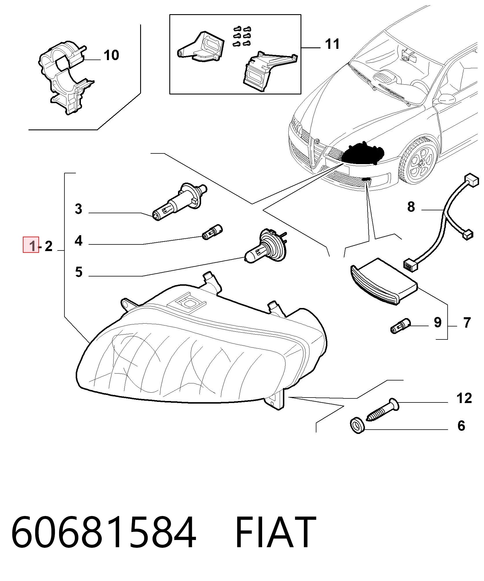 Luz esquerda para Alfa Romeo GT  937