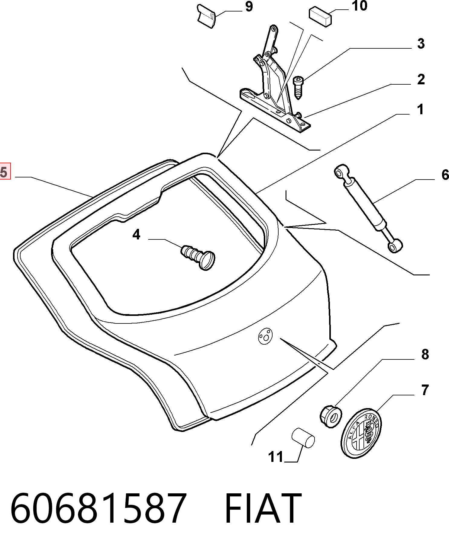 GS0938 Magneti Marelli Amortecedor de tampa de porta-malas (de 3ª/5ª porta traseira)