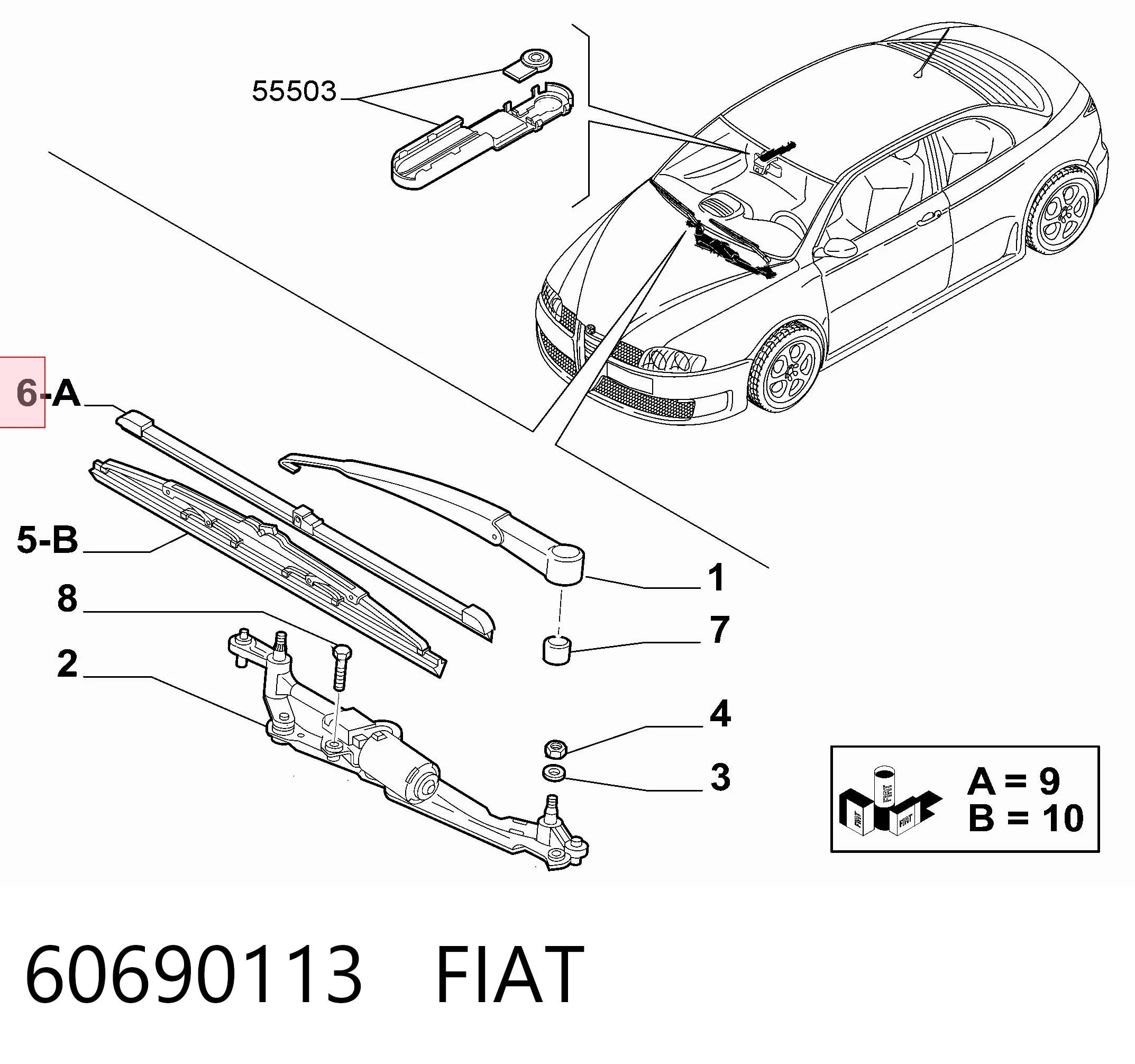 Limpa-pára-brisas do pára-brisas de condutor para Alfa Romeo 159 939