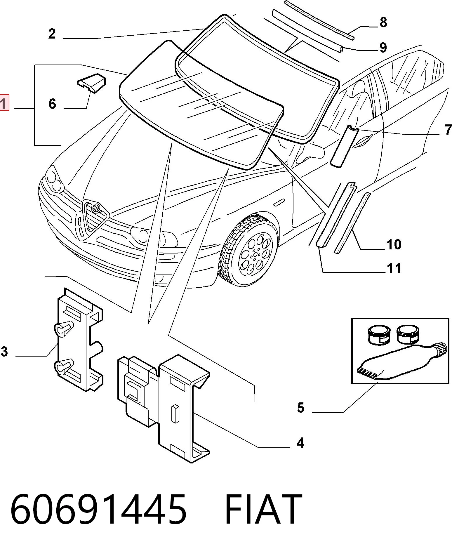 Pára-brisas para Alfa Romeo 156  932