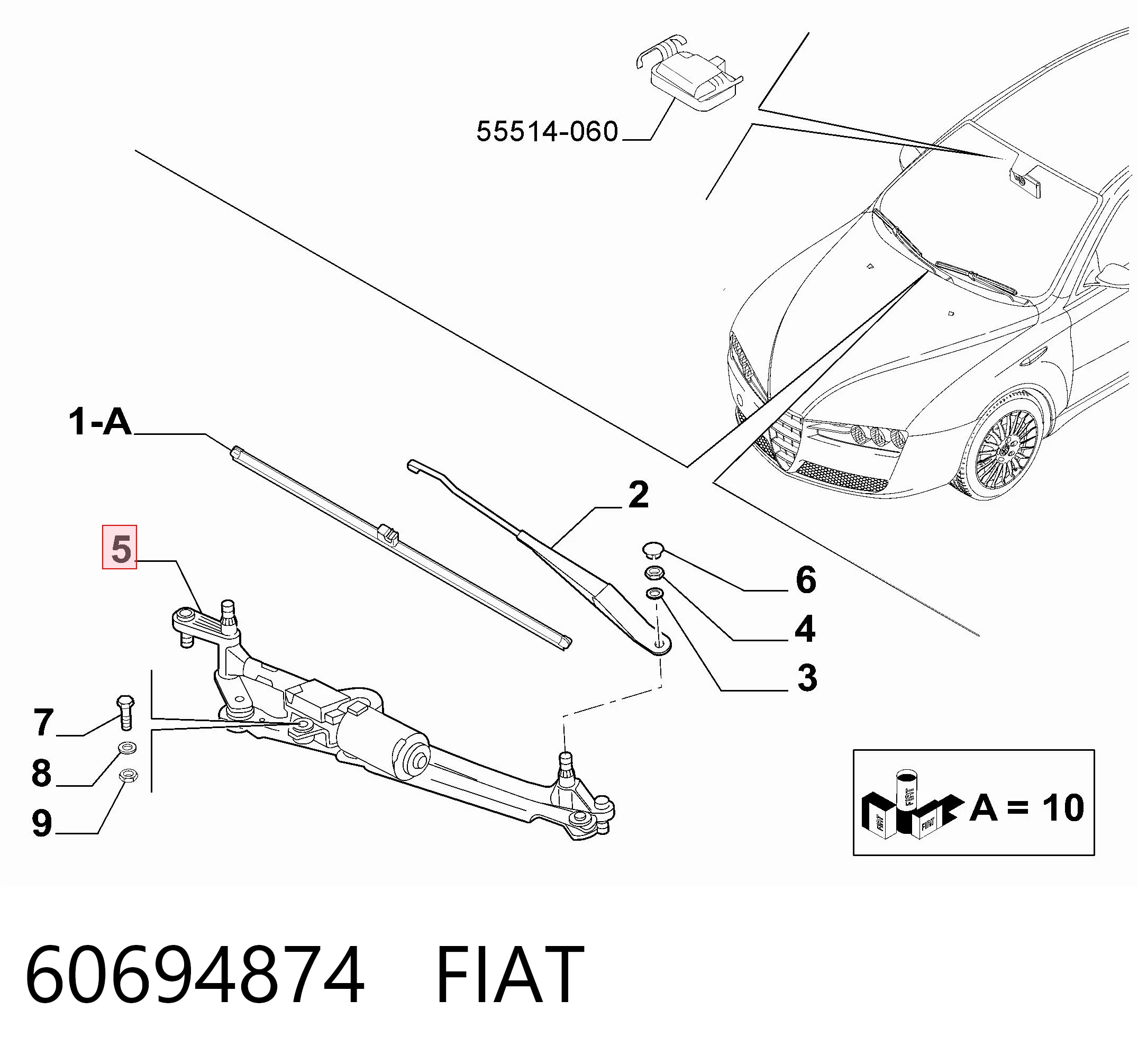  Trapézio de limpador pára-brisas Alfa Romeo 159 sedan (939) (2005 - 2011) 