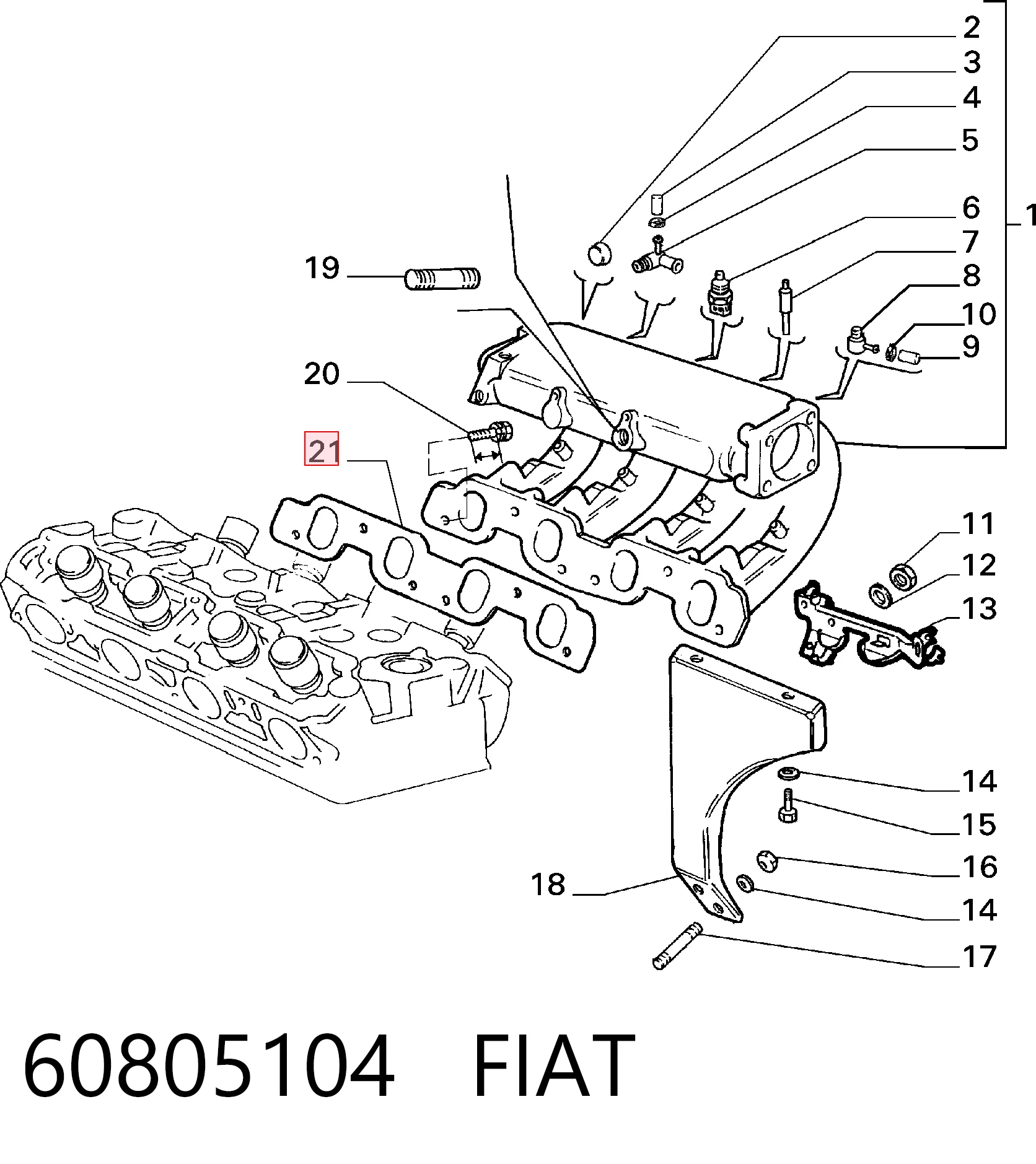Vedante de tubo coletor de admissão para Fiat Tempra  159